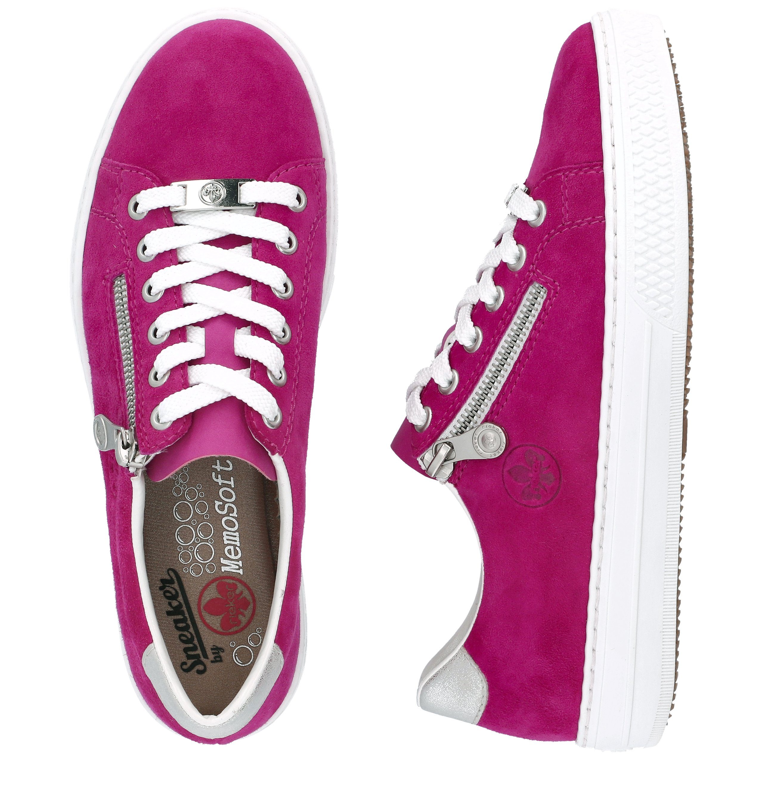 Rieker Plateausneakers met zachte memosoft-binnenzool, vrijetijdsschoen, lage schoen, veterschoen