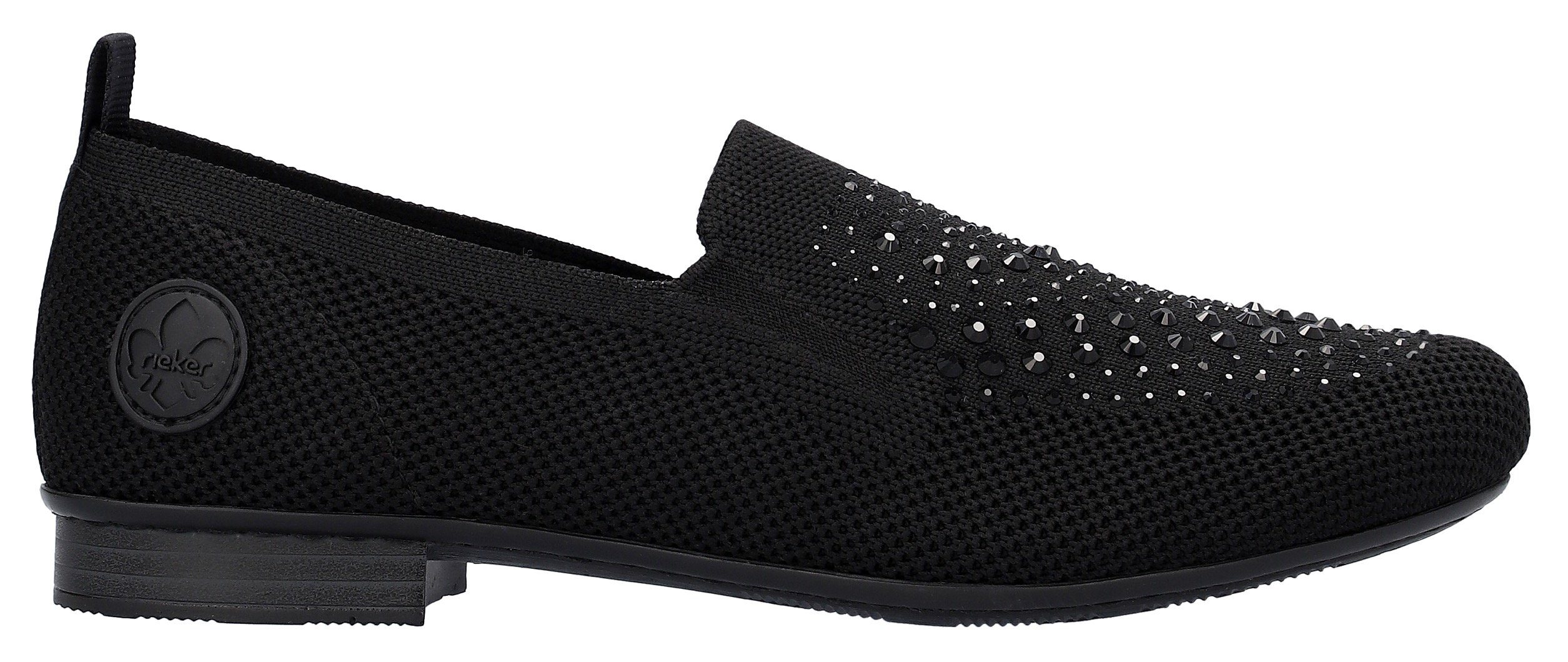 Rieker Instappers Loafer, zakelijke schoen versierd met strass-steentjes