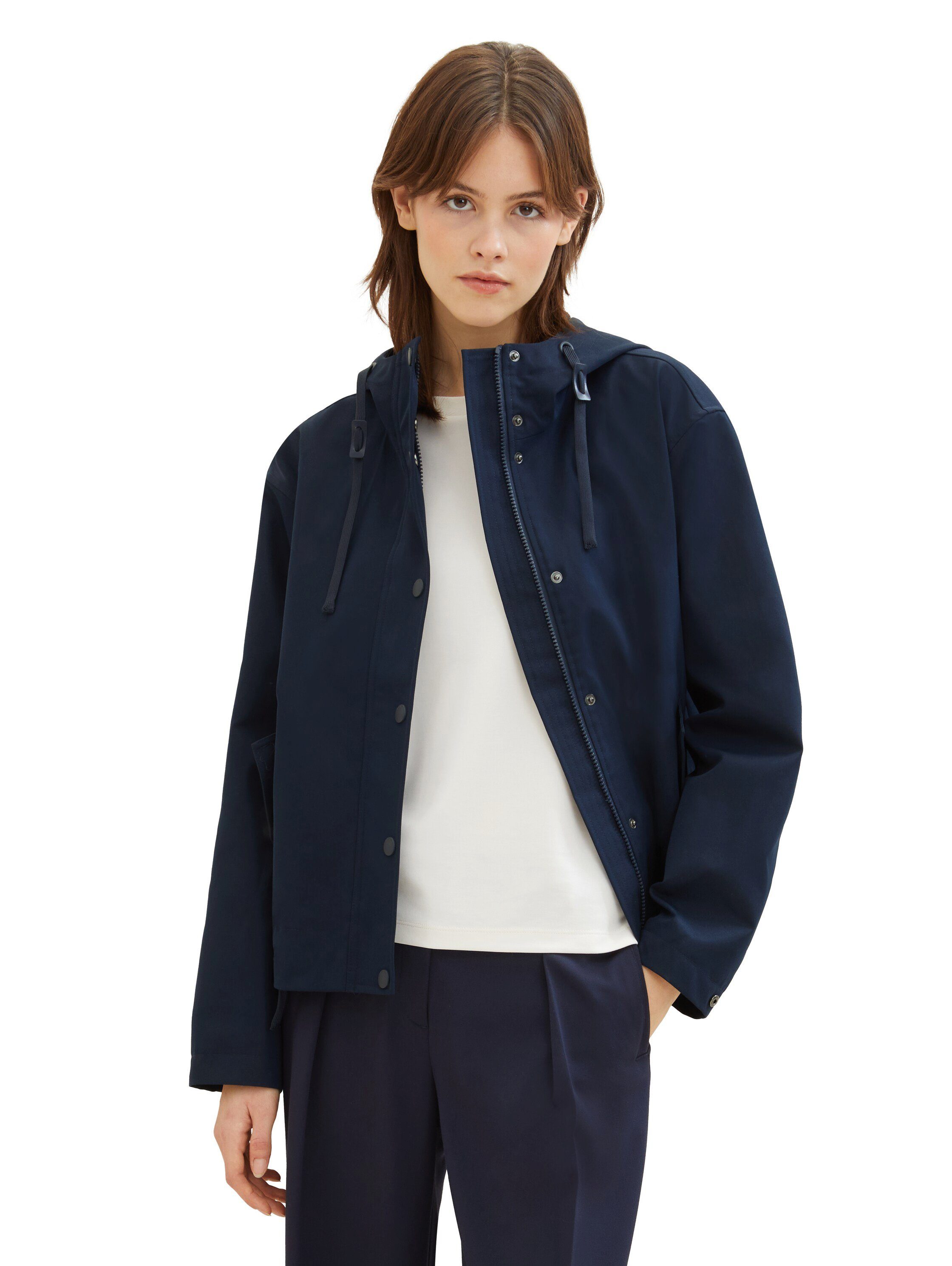 Tom Tailor Denim Outdoorjack in korte vorm en met capuchon