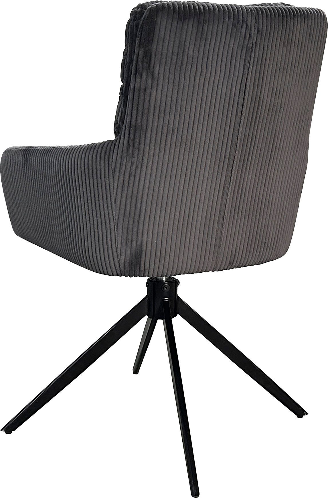 byLIVING Eetkamerstoel Pura (2-stuks set) Zitkuip 360° draaibaar, zwart metaal, armleuningstoel, diverse kleuren (set)