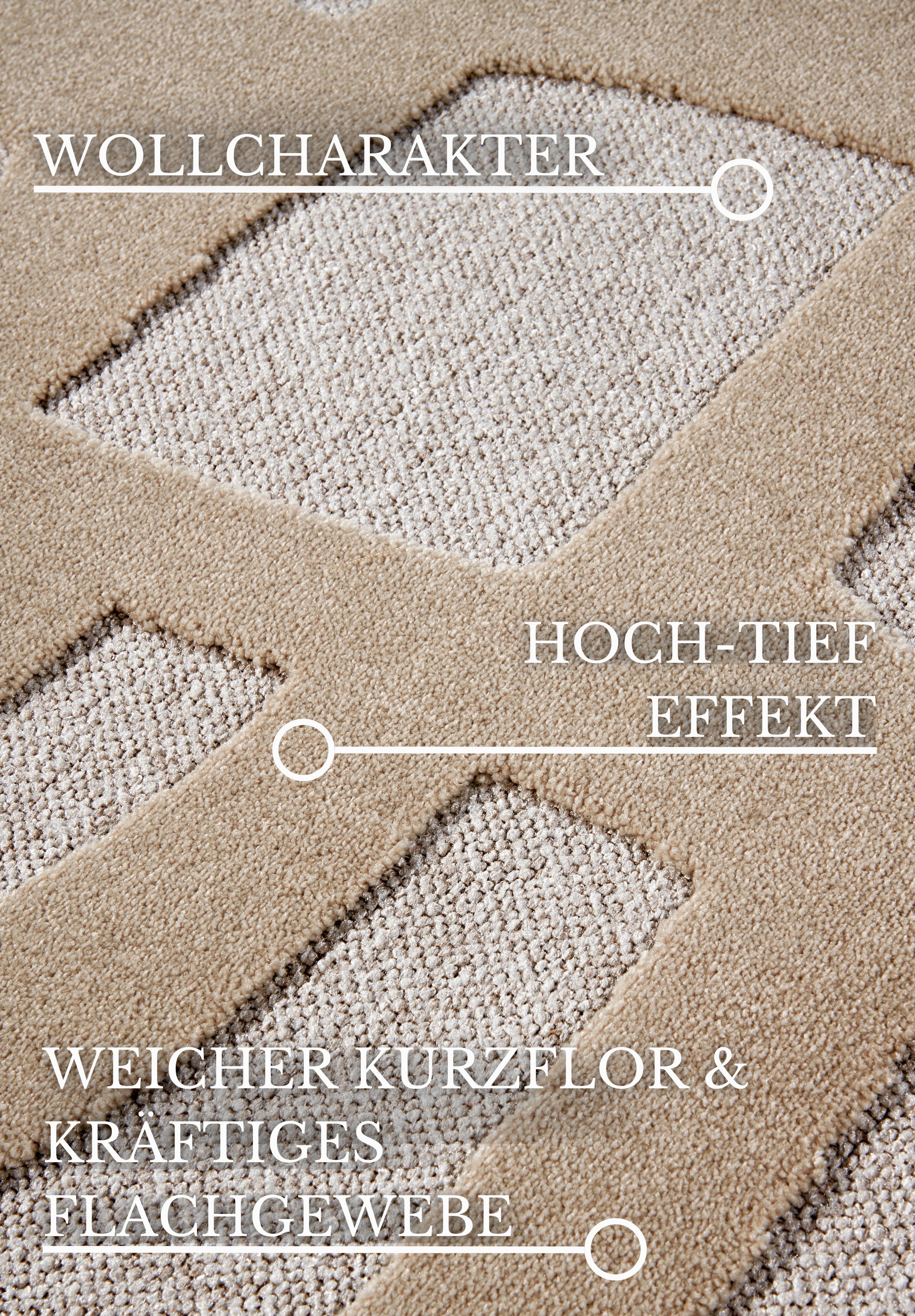 Villeroy & Boch Vloerkleed Therese Duurzaam, woonkamer, slaapkamer, modern, hoog-laag effect, gang