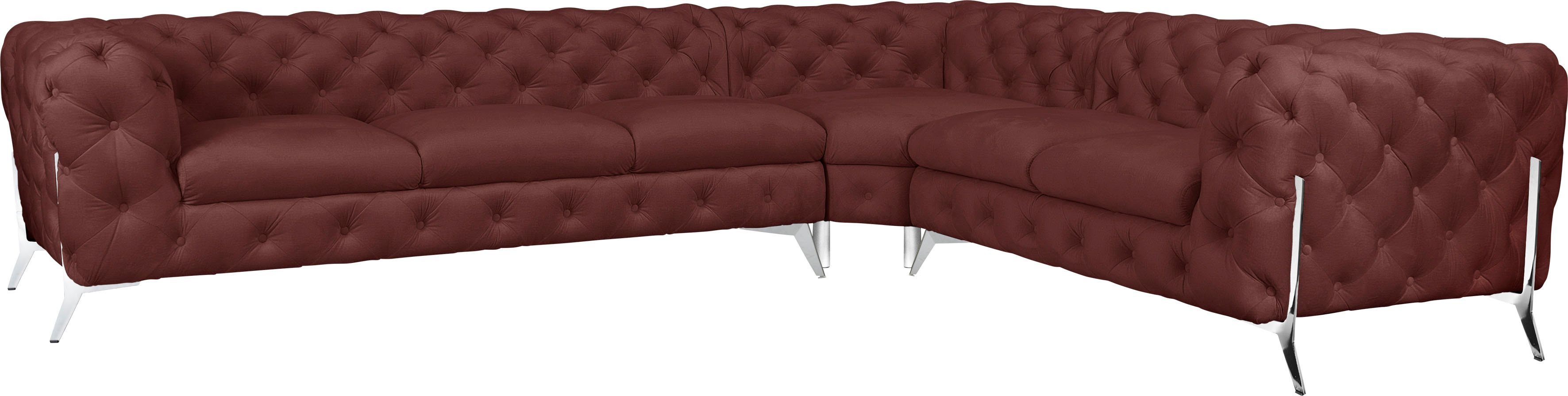 Leonique Chesterfield-bank Amaury grote hoekbank, chesterfield-look, breedte 323 cm, kleur van...