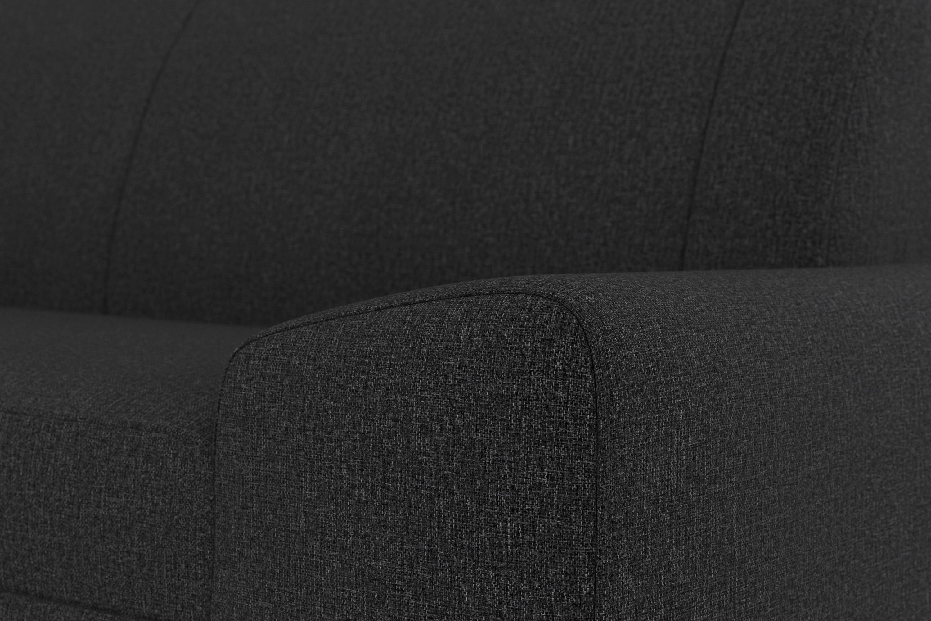 DOMO collection Hoekbank Anzio in kubistische vormtaal, platte armleuningen, L-vorm Naar keuze met bedfunctie en binnenvering voor hoog zitcomfort