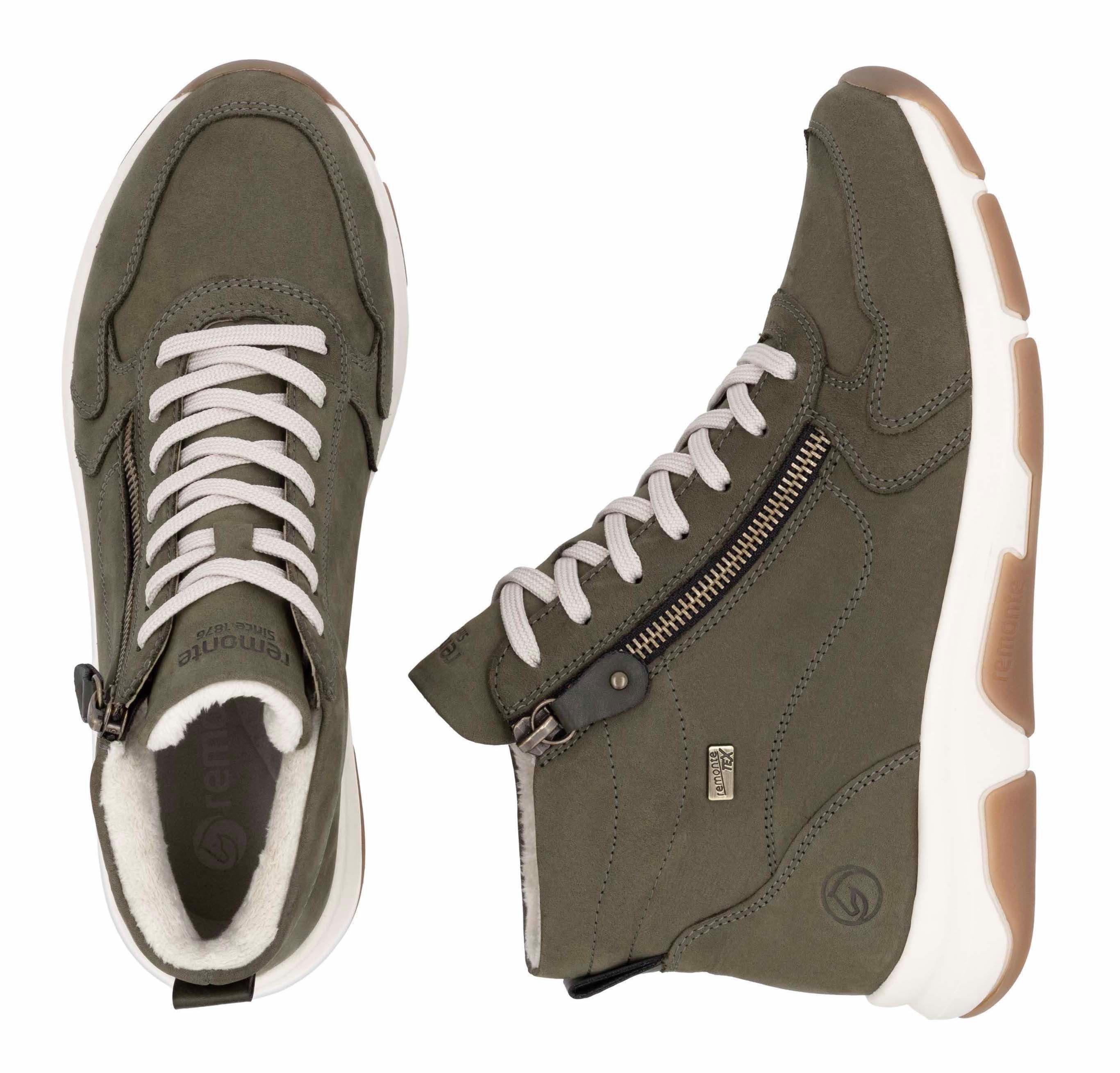 Remonte Sneakers met sleehak high-top sneaker, veterschoen, vrijetijdsschoen met buitenrits