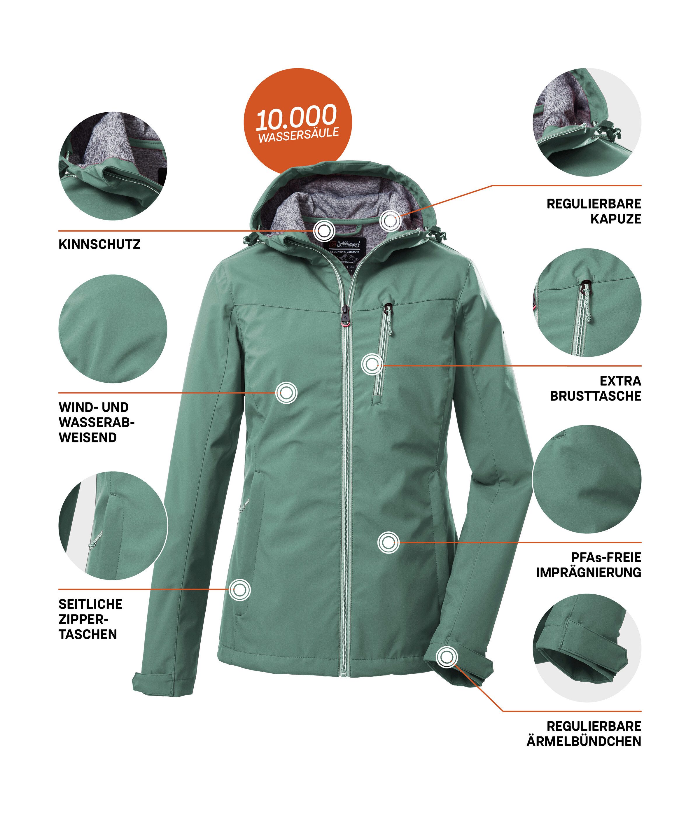 Killtec Softshell-jack KOS 89 WMN SFTSHLL JCKT Dames softshelljack: wind- en waterdicht, ademend