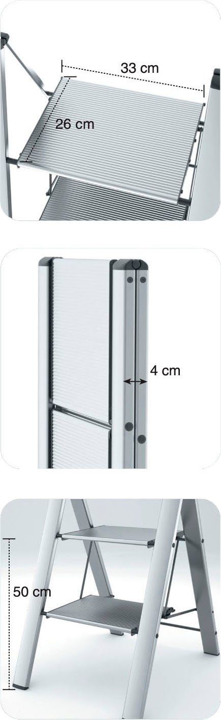 Colombo Newscal Huishoudtrapje Leonardo Black 1 2-traps, draagvermogen 150 kg, aluminium