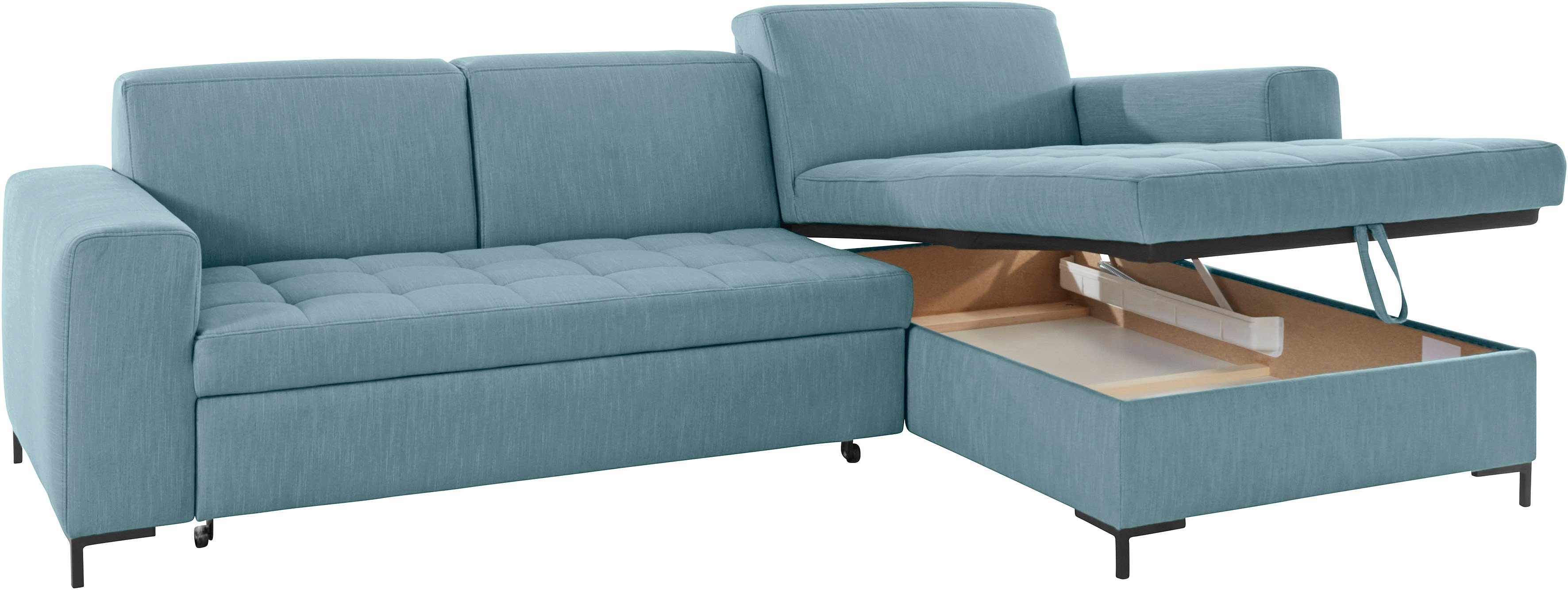 OTTO products Hoekbank Grazzo, tijdloos en elegant, met moderne zitverdeling, L-vorm hoogwaardige stoffen van gerecycled materiaal, stiksels op de zitting