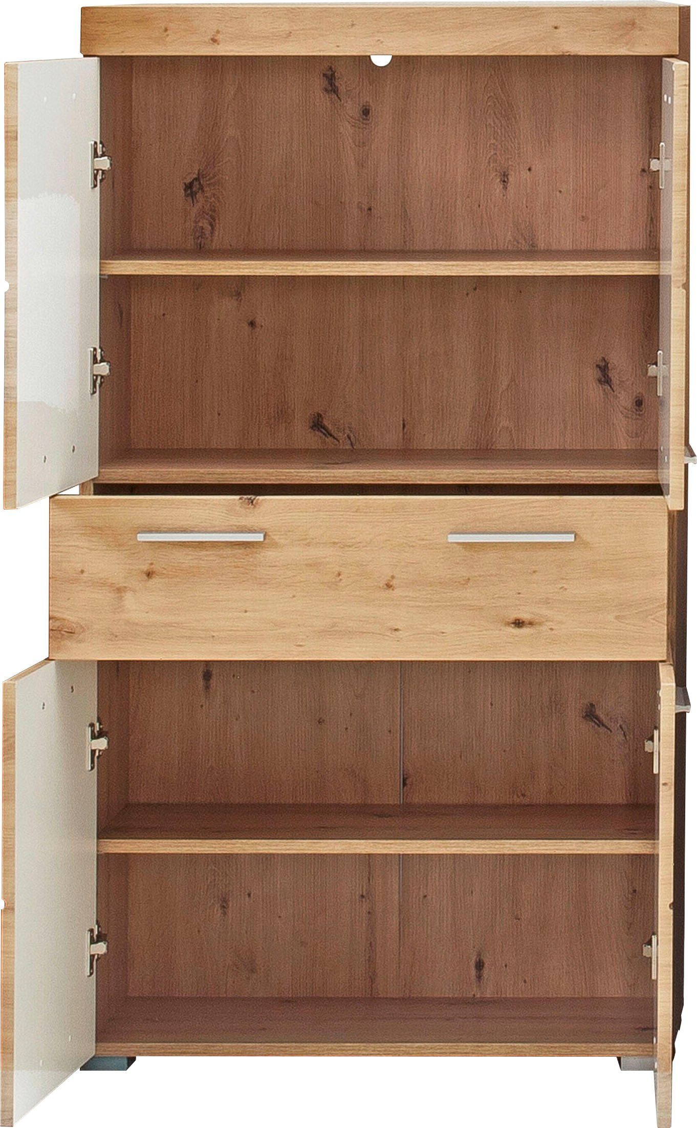 INOSIGN Halfhoge kast Avena Badkamerkast met 1 lade en 4 deuren - afmetingen (B/D/H) 73/31/130 cm