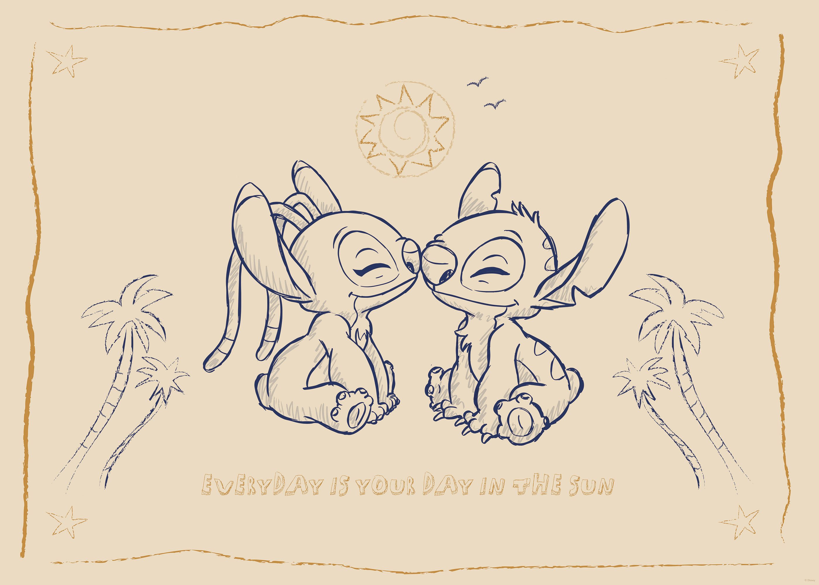 Komar Artprint Disney Lilo and Stitch Your Day in the Sun 50 x 70 cm (breedte x hoogte) - kinderkamer, wandsticker (1 stuk)