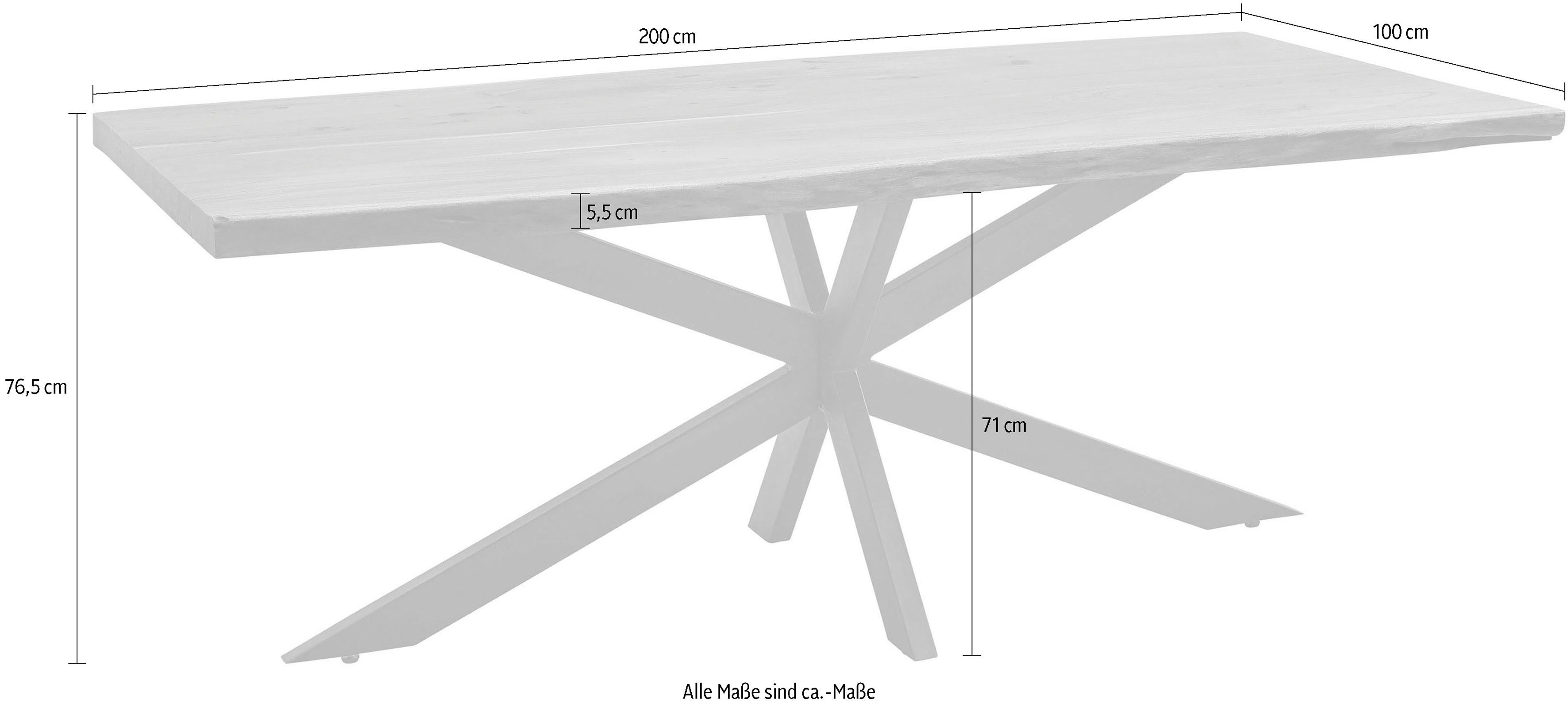 Stolkom Eettafel Jaro 200 cm breed met massief hout met boomrand