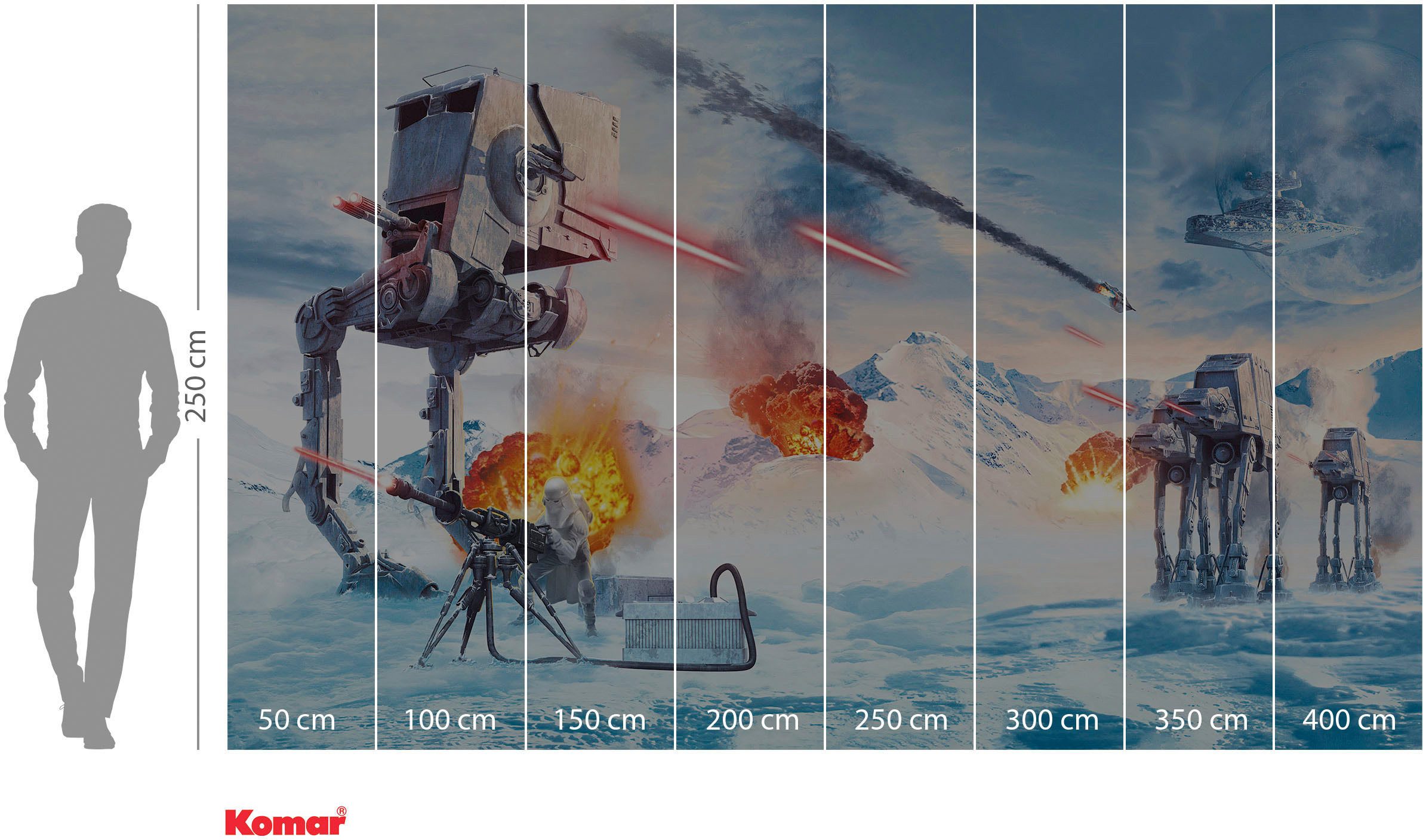 Komar Fotobehang Digitale print vlies - Star Wars Hoth Showdown - Afmeting 400 x 250 cm (1 stuk)