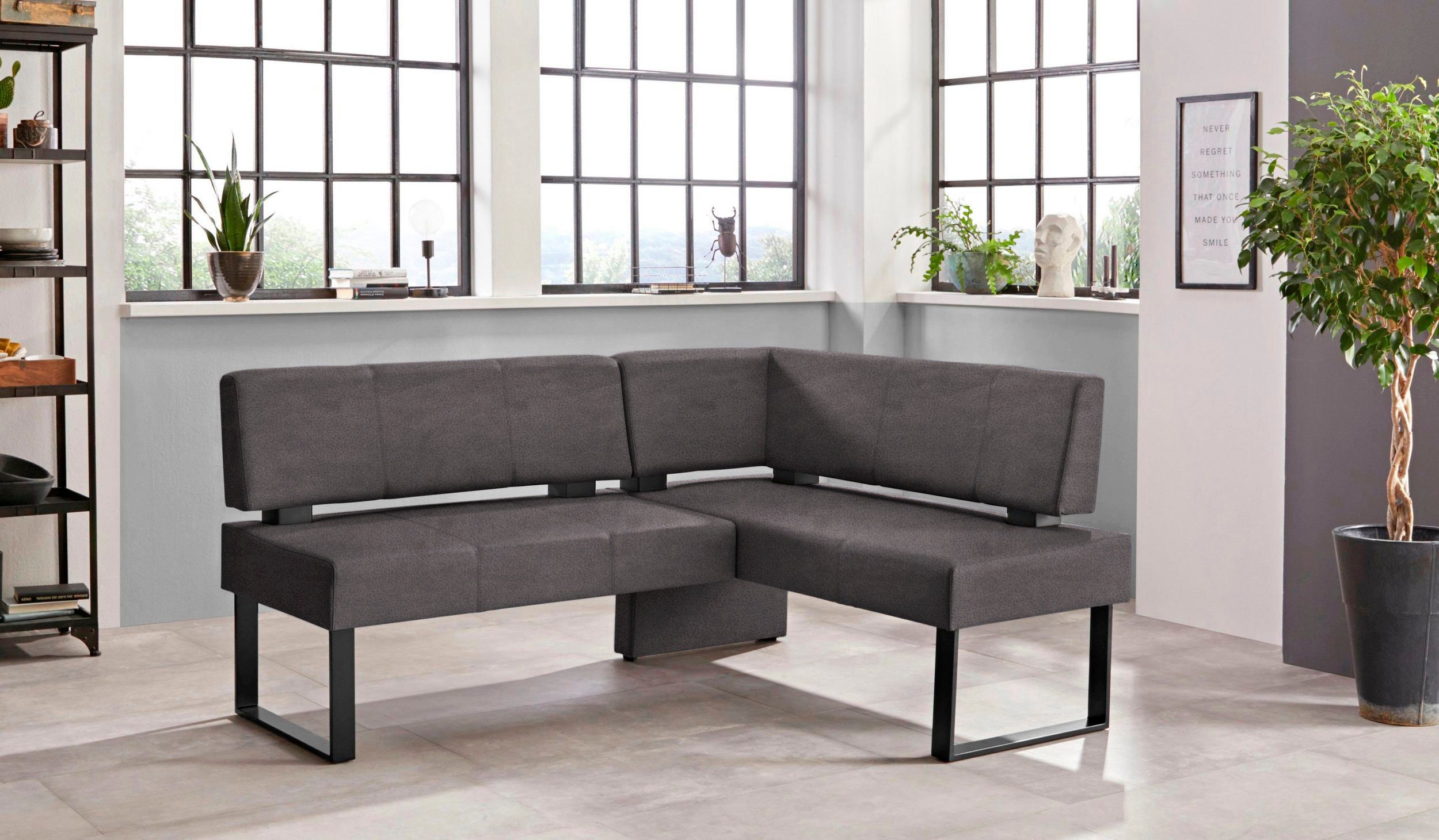 Home affaire Hoekbank Oliver met metalen frame, keukenbank verschillende hoezen cord eetkamerbank ottos choice