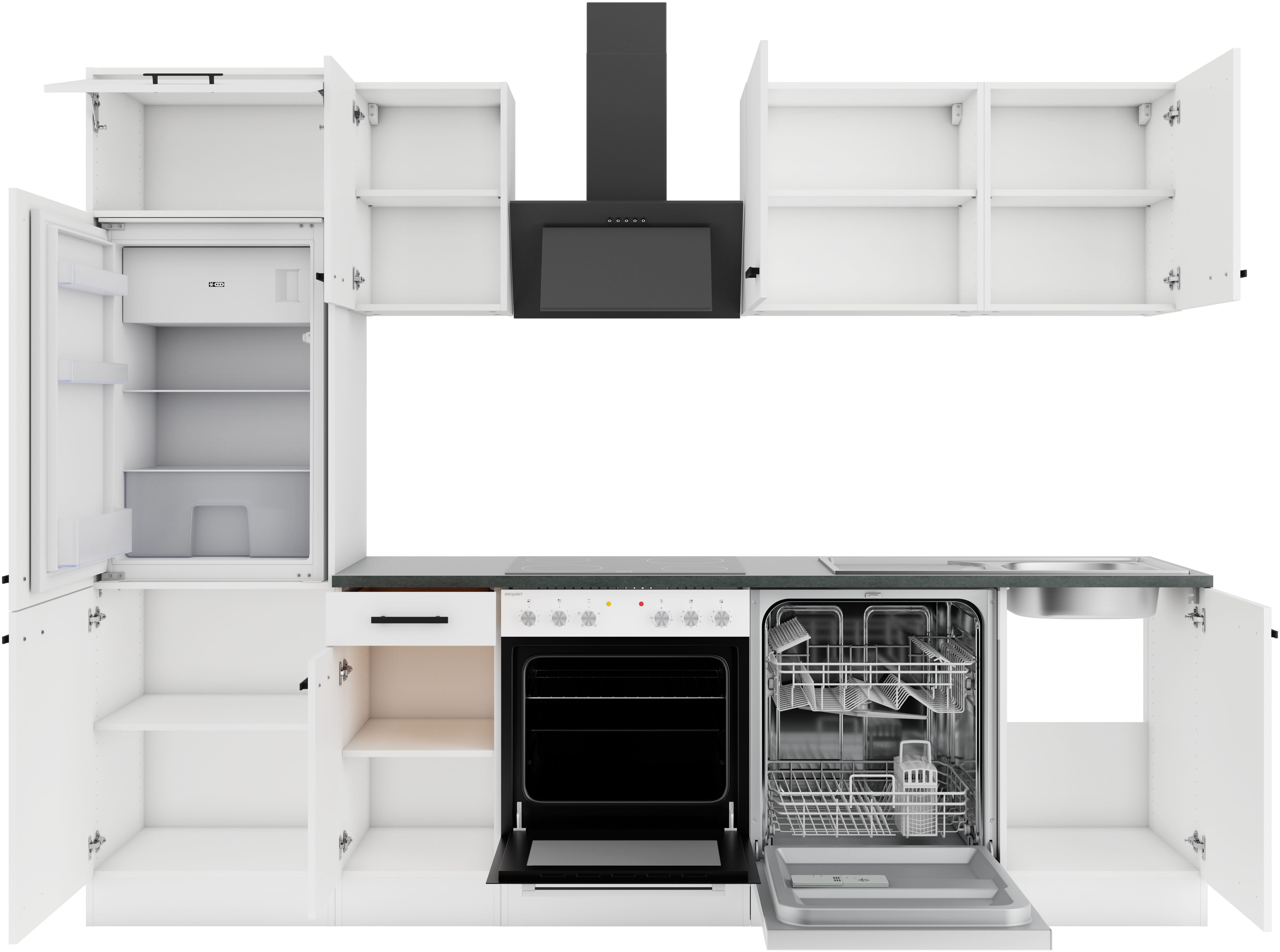 OPTIFIT Keukenblok Palma Breedte 270 cm, optioneel met E-apparaten, aan de zijkant omkeerbaar