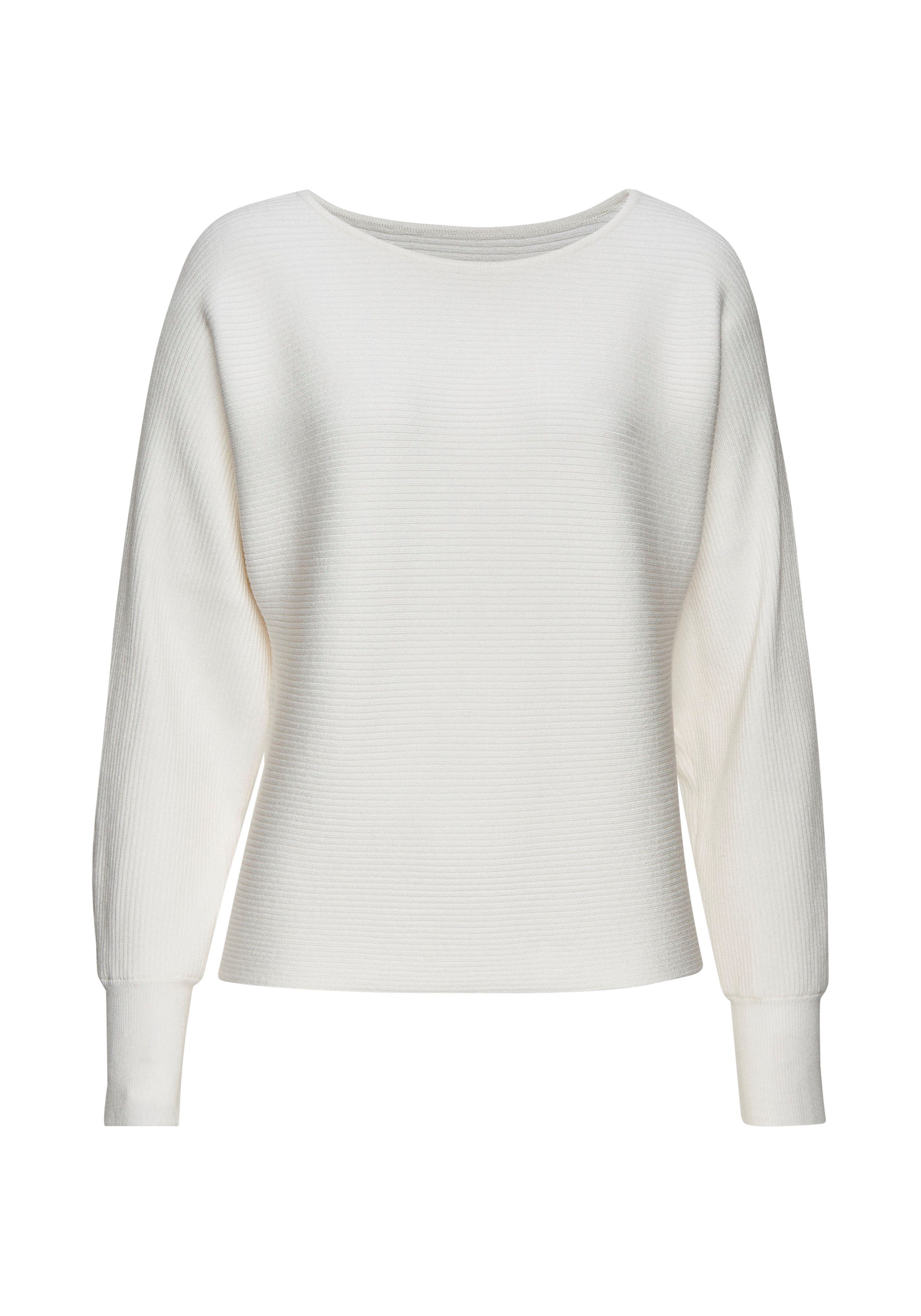 Vivance Gebreide trui met u-boot halslijn vleermuismouwen strepenlook oversized