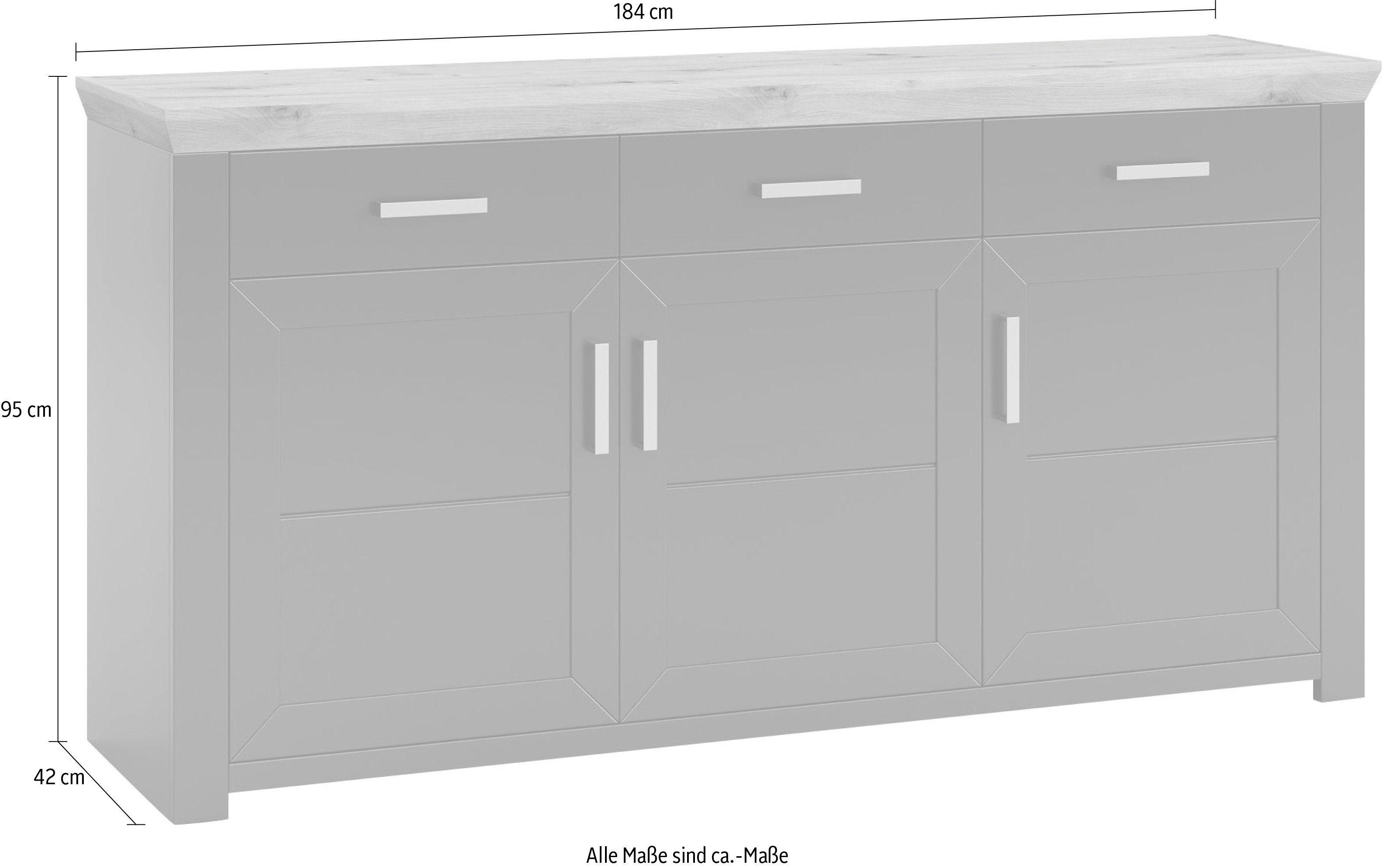 set one by Musterring Dressoir York Type 52, in 3 kleurvarianten, landhuisstijl, B 184 x H 95 cm