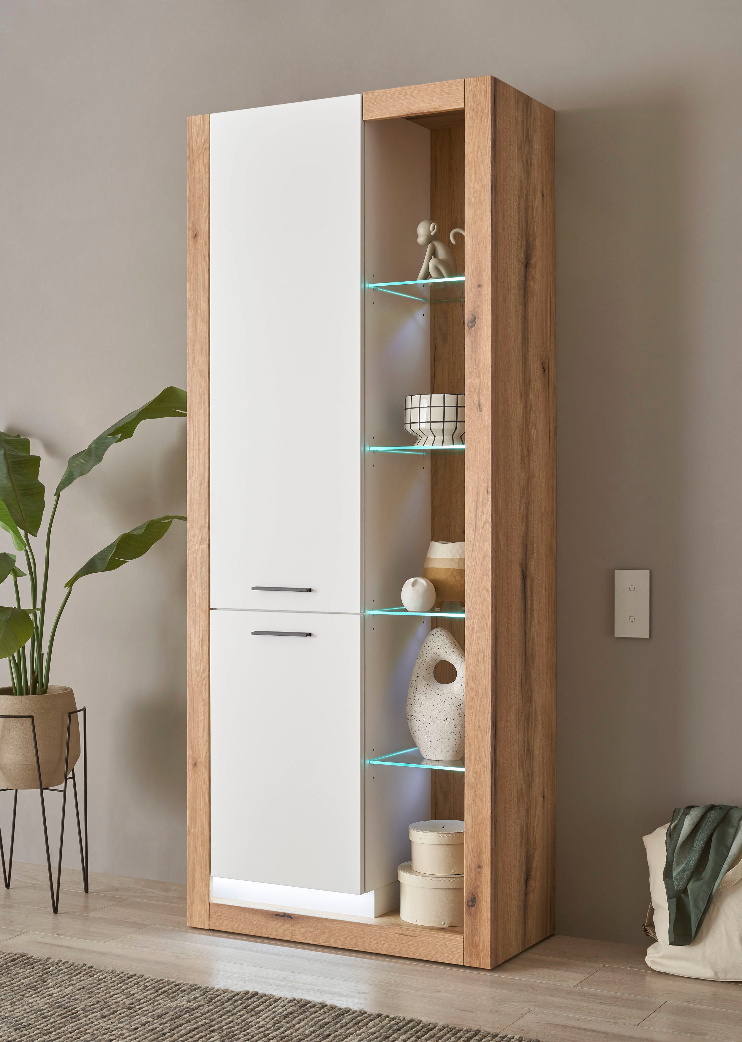 INOSIGN Wandmeubel Brixen, moderne opbouwwand, woonkamer set, eik Evoke decor met wit (set, 4-delig)