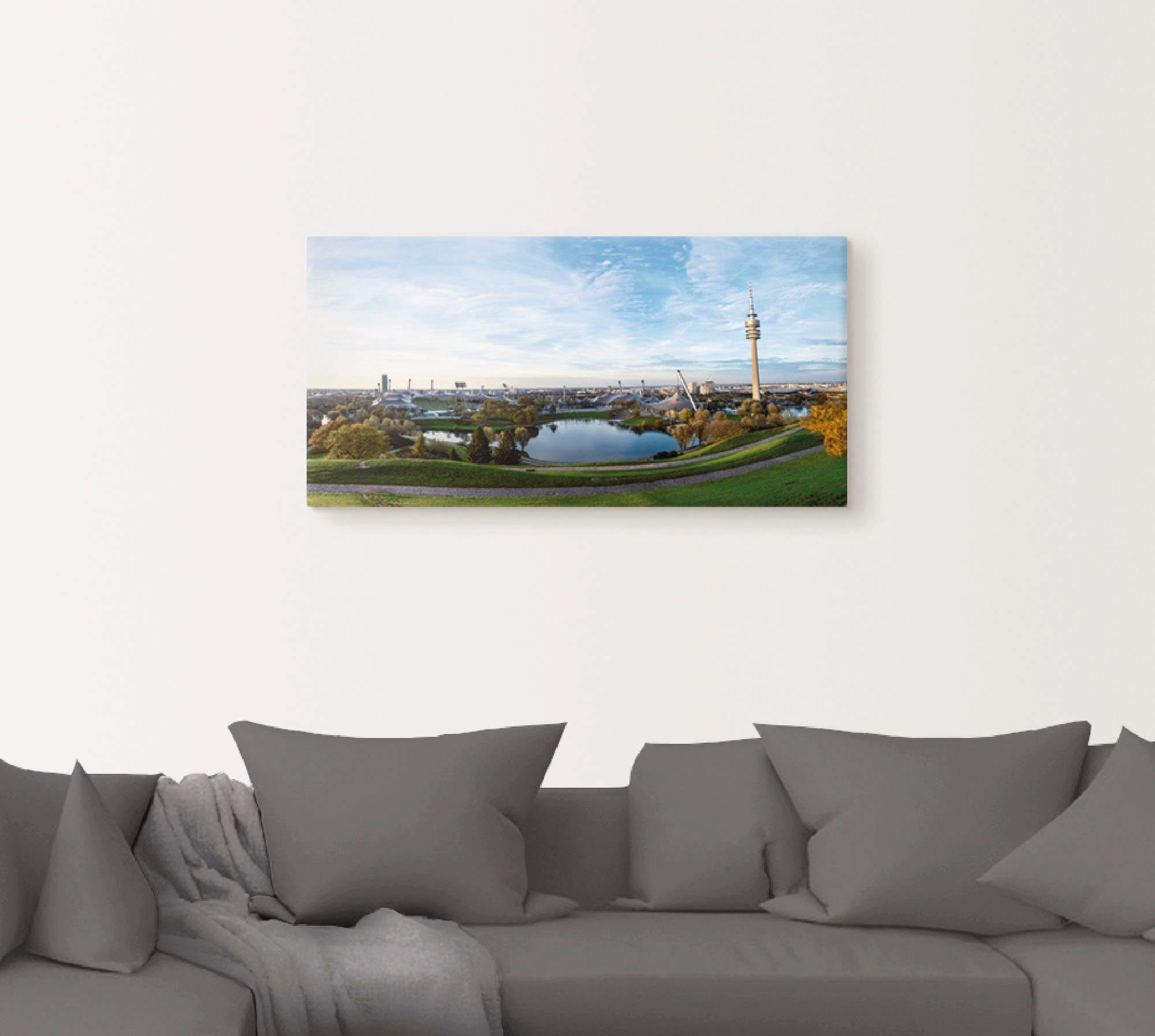 Artland Artprint op linnen Olympiapark in München gespannen op een spieraam