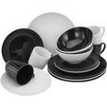 creatable combi-servies allegra black  white actueel trenddesign in zwart en wit (set, 16-delig) wit