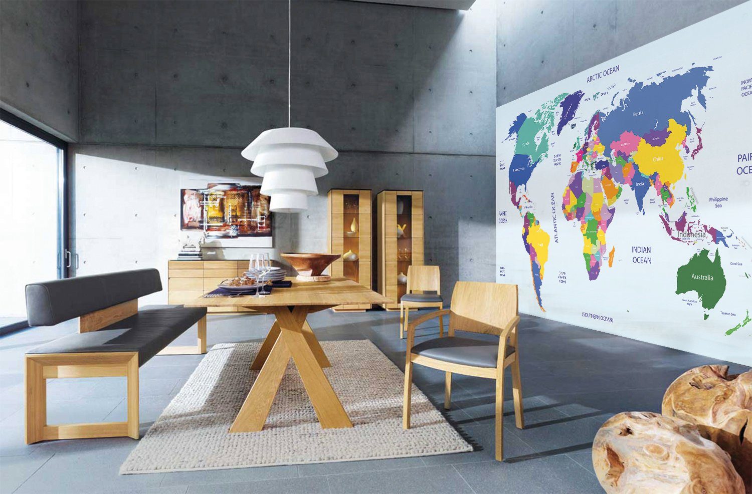 Papermoon Fotobehang Worldmap Vlies, 5 banen, 250 x 180 cm (5-delig)