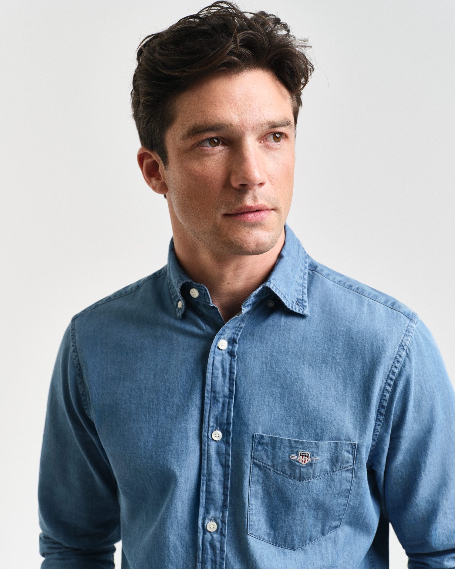 Gant Overhemd met lange mouwen Regular Fit Denim Overhemd Jeanshemd onderhoudsvriendelijk