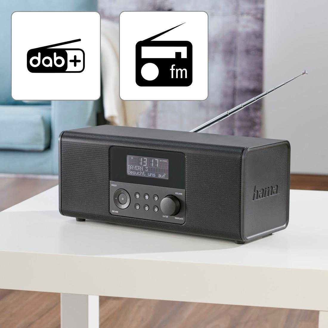 Hama Digitale radio (DAB+) Digitaal radio, DAB wekkerradio, FM/stereo/6W DR1400