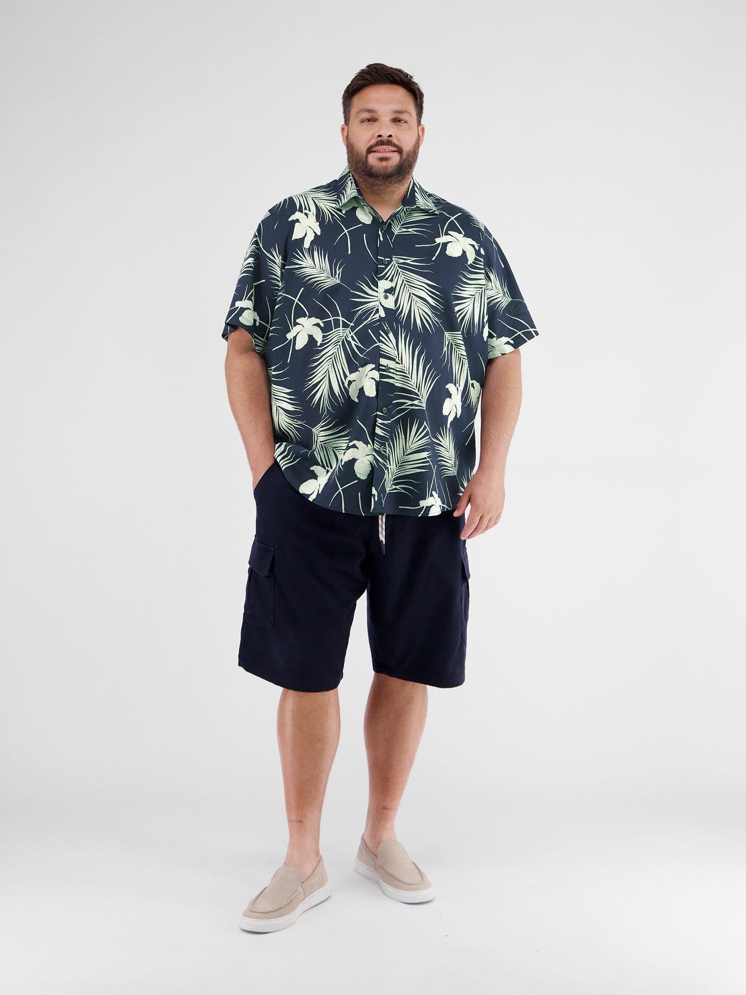 Lerros Overhemd met korte mouwen LERROS heren overhemd in grote maten, Hawaiian-stijl