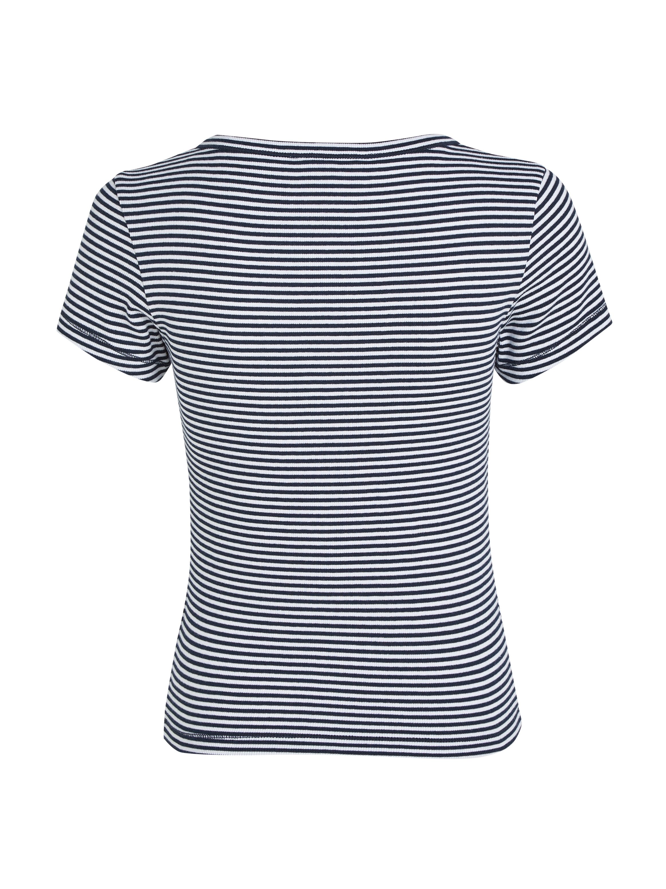 TOMMY JEANS Shirt met V-hals TJW SLIM HENLEY STRIPE V-NECK SS