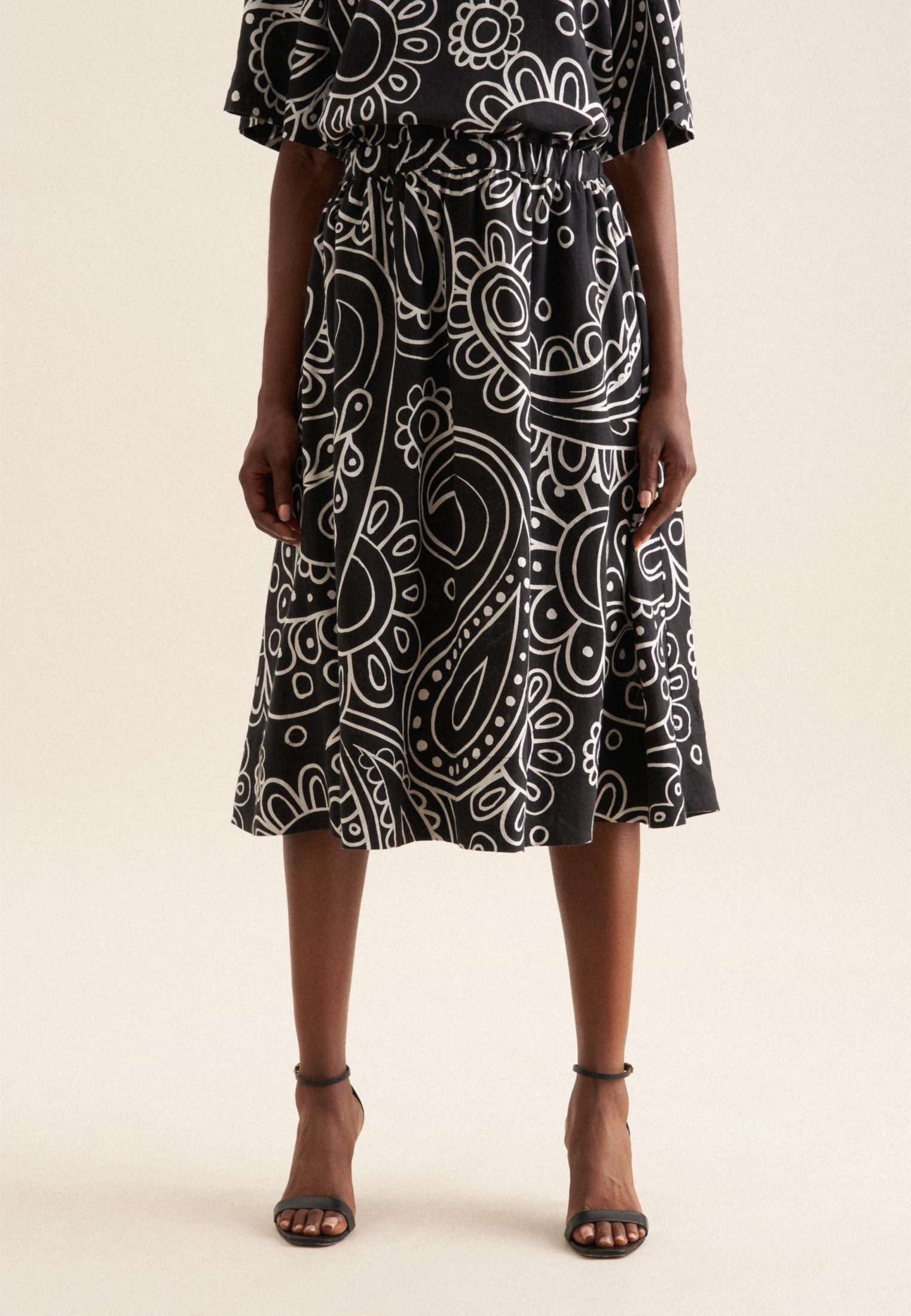 seidensticker Midirok Zwarte roos