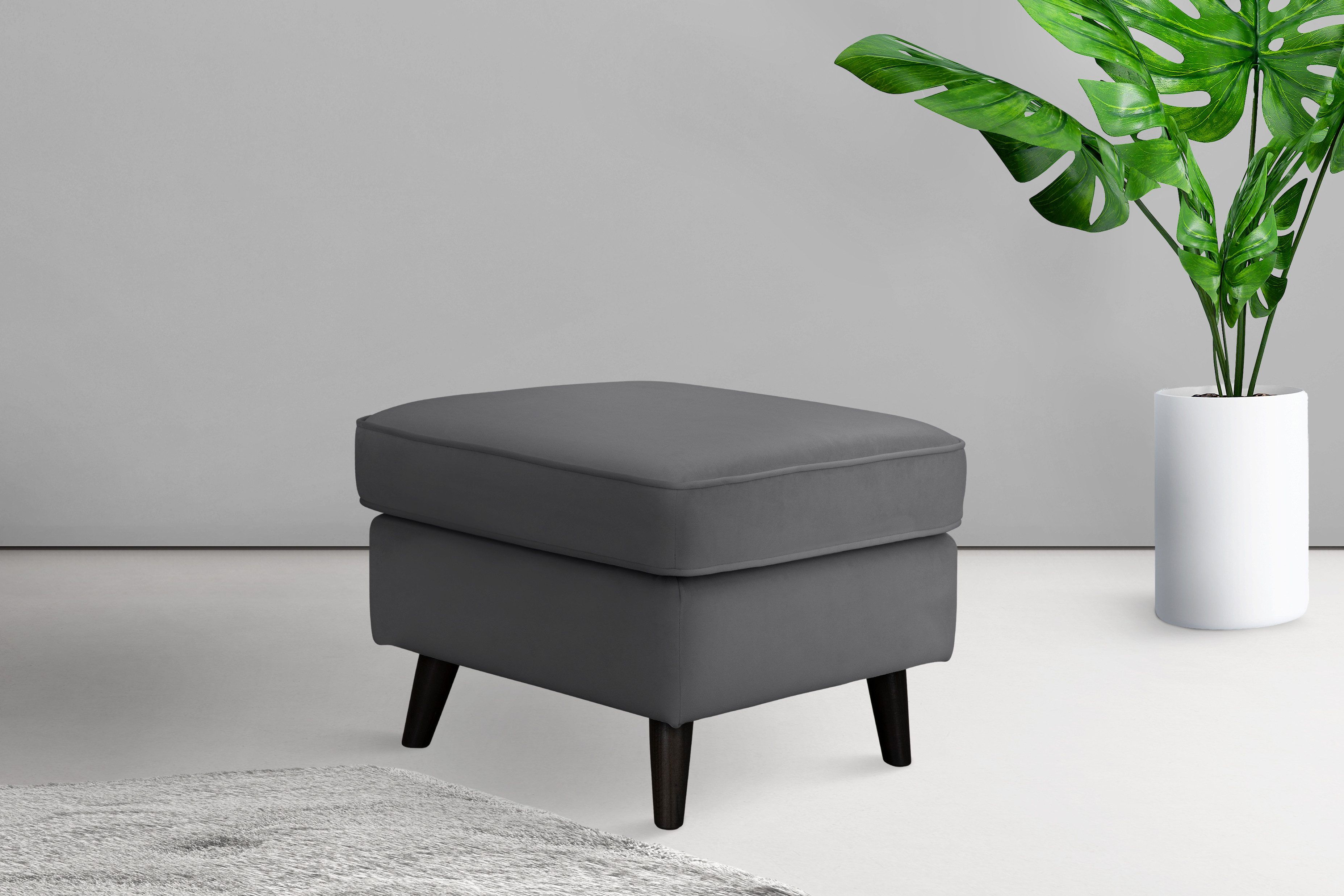 Home affaire Hocker Poef CHISTELLE, ook in bouclé met golfondersteuning, afmetingen: bxdxh: 57x57x46 cm