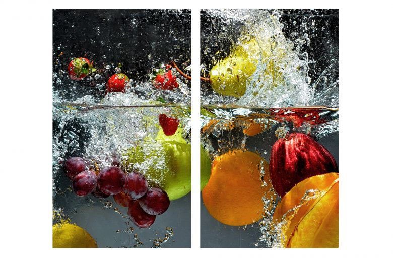 Wall-Art kookplaatdeksel Artprint op glas verfrissend fruit (1-delig)