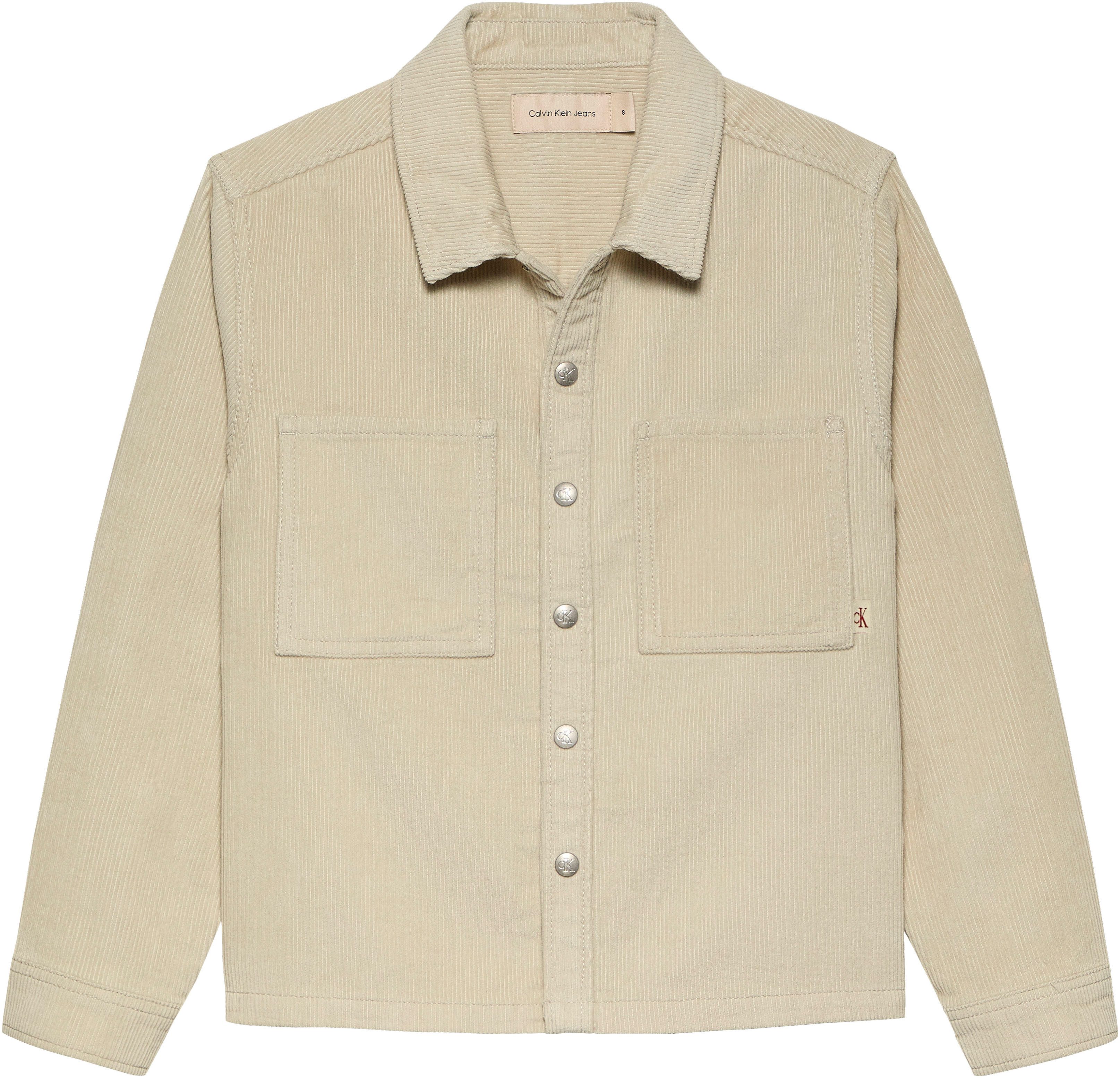 Calvin Klein Overhemd met lange mouwen Corduroy Straight Overshirt voor kinderen tot 16 jaar en met logo-patch