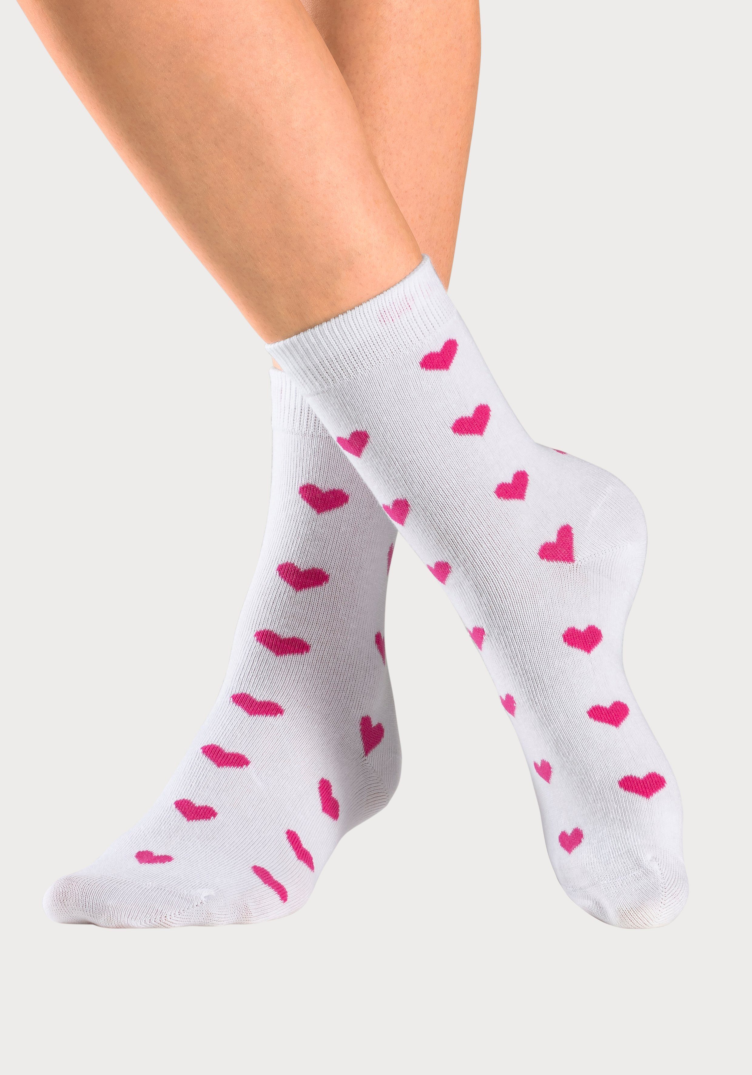 Lascana Basic sokken Cadeau Valentijnsdag in geschenkdoos voor valentijnsdag (box, 7 paar)