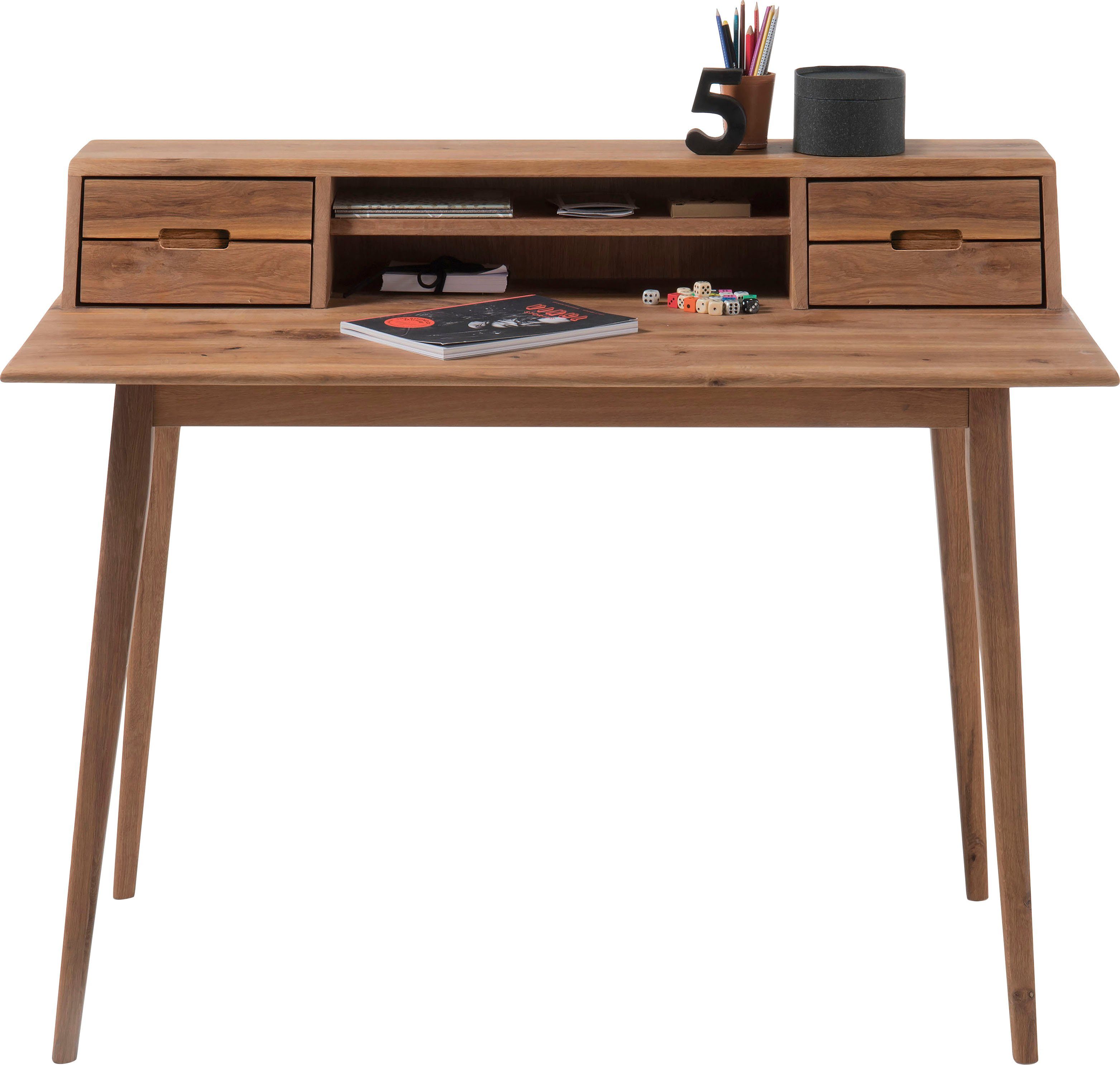 MCA furniture Bureau Melbourne Massief hout noesteiken geolied met laden, breedte 110 cm