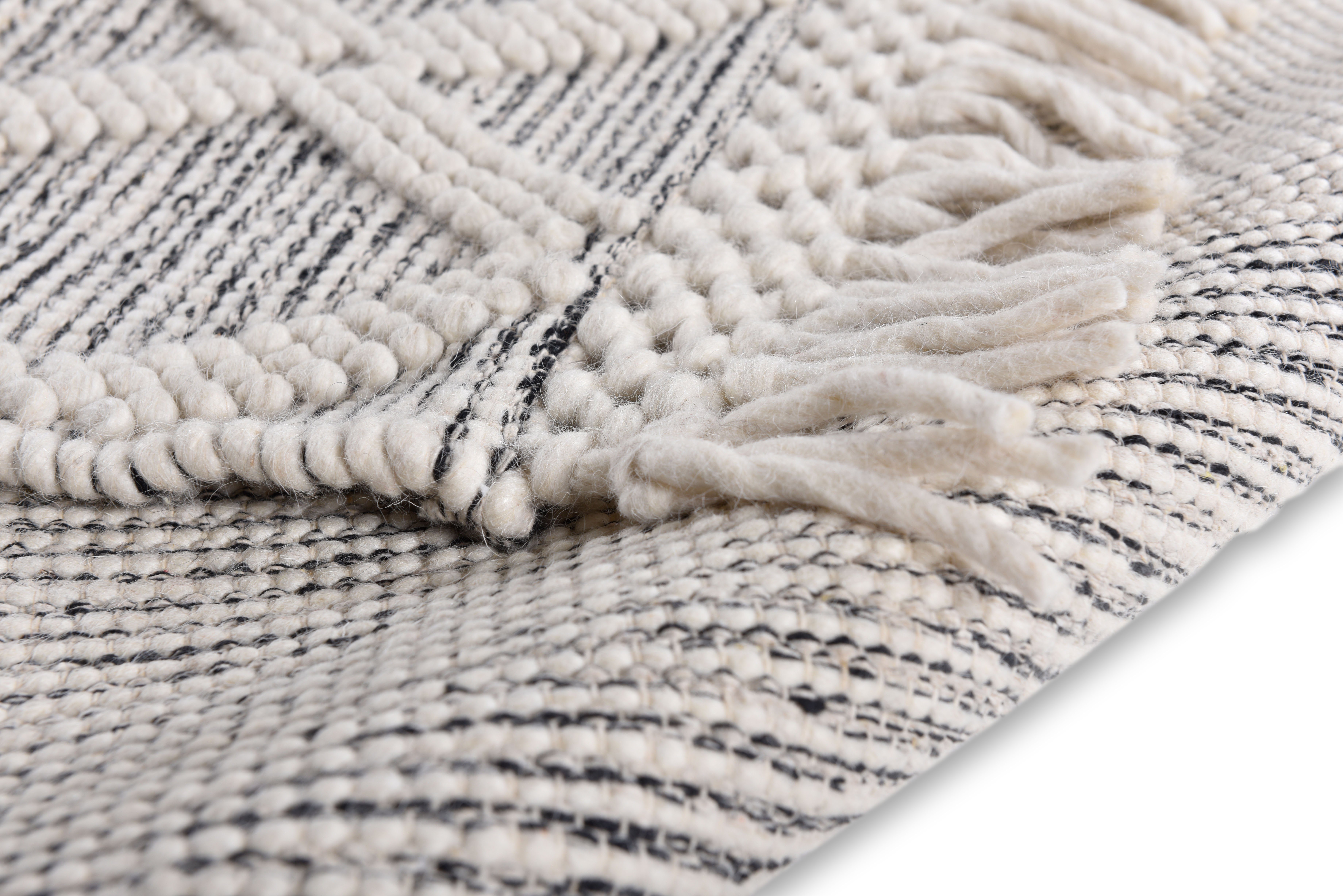 TOM TAILOR HOME Vloerkleed Coloured Macrame Handgeweven vloerkleed, zuivere wol, met de hand geweven, met franje, Scandi design
