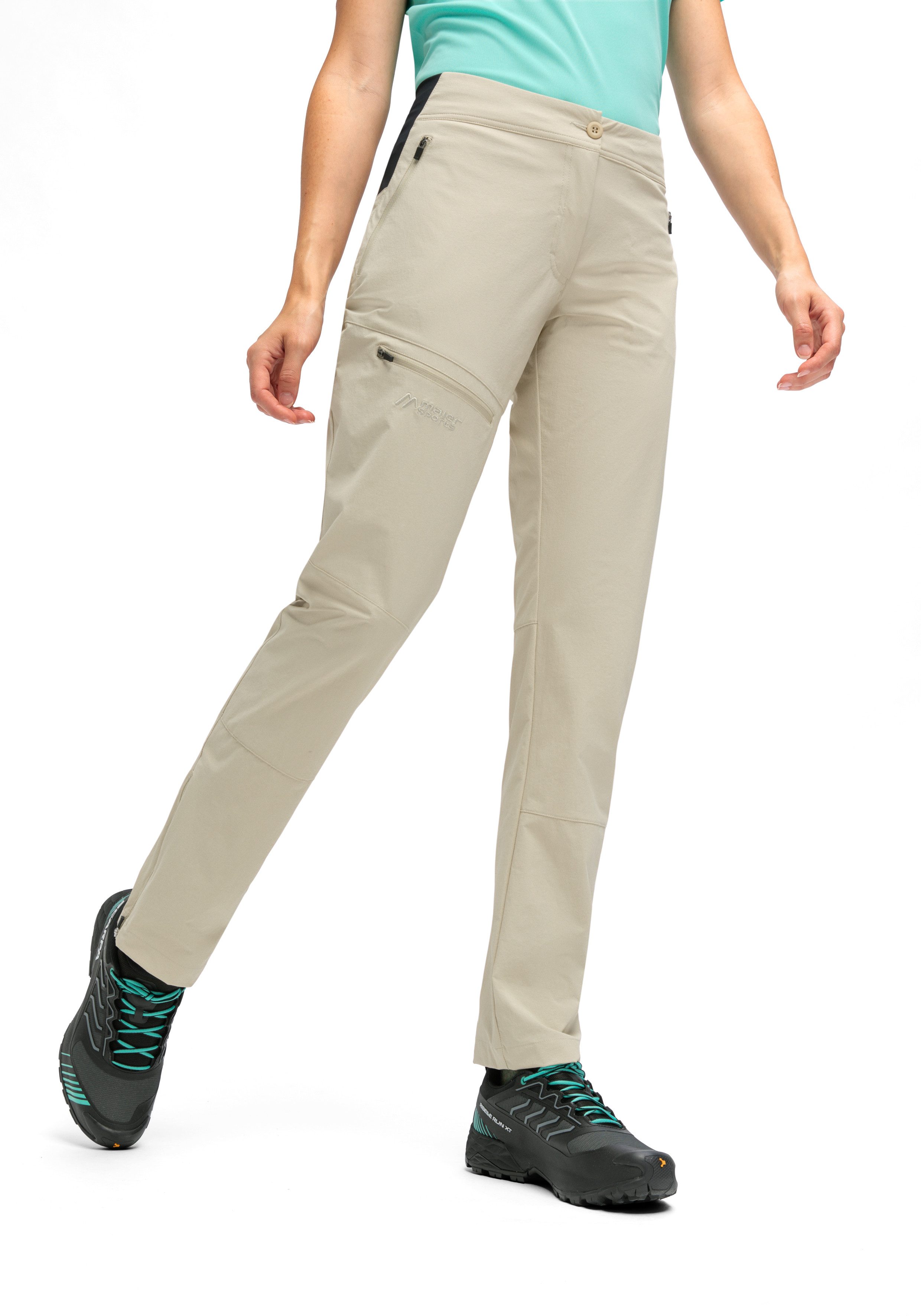Maier Sports Outdoorbroek Inara slim Vario Dames wandelbroek, functionele broek met variabele tailleband en 4 zakken, slim fit