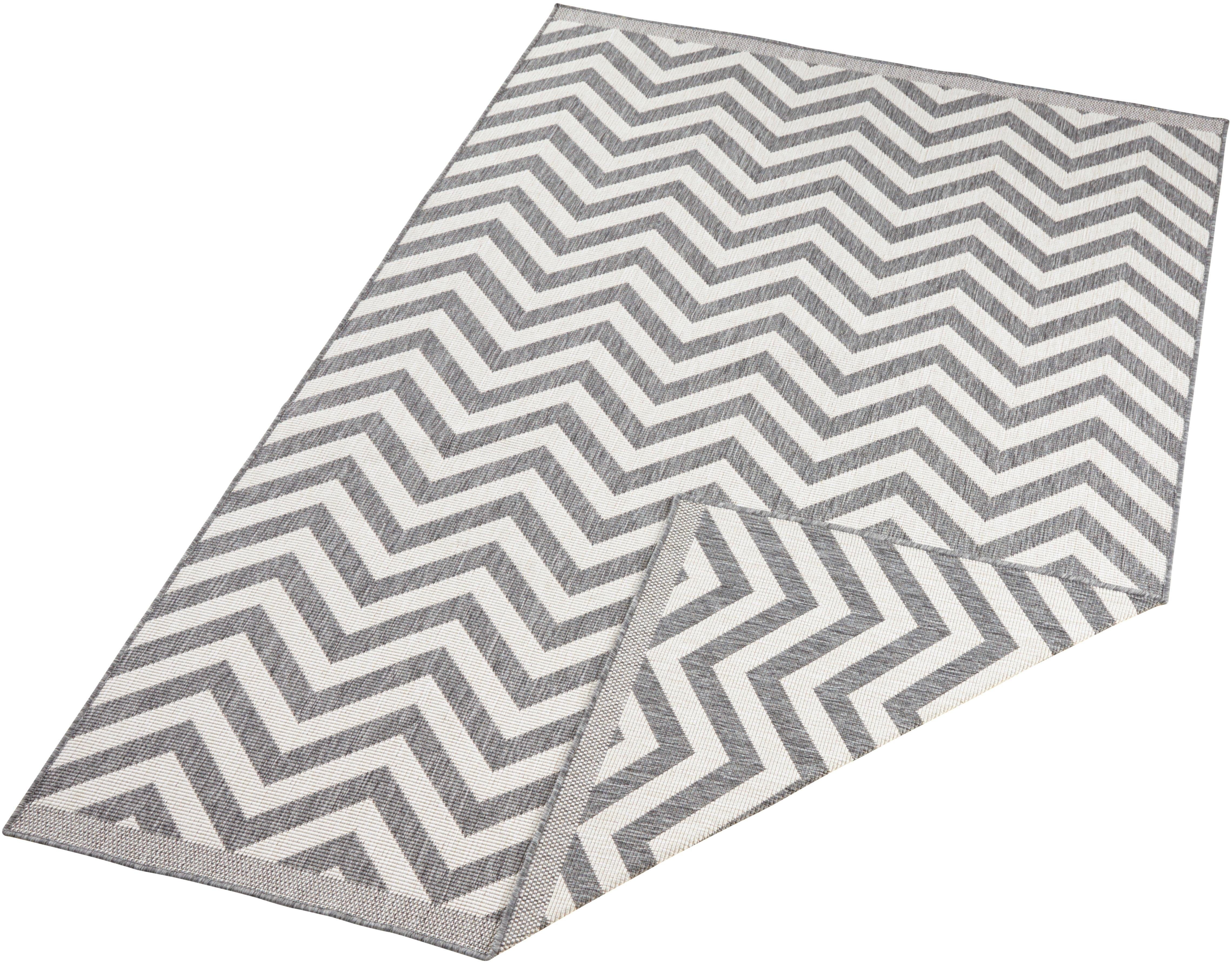 Binnen & buiten vloerkleed zigzag Palma - grijs/crème 240x340 cm