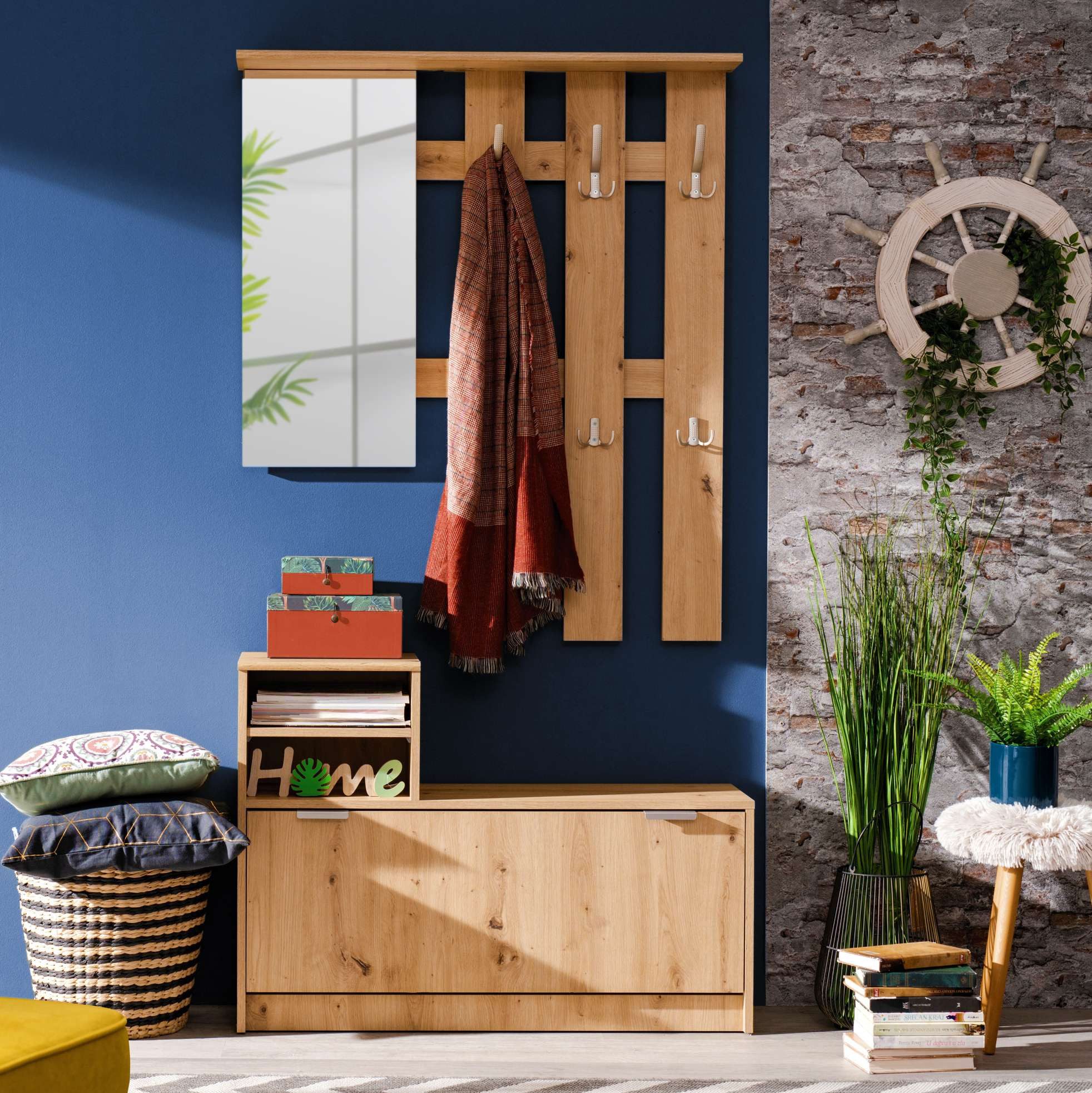 INOSIGN Halmeubelset Ravenna halgarderobe, dielenkast, compacte garderobe, breedte 100 cm (complete set, 2-delig)