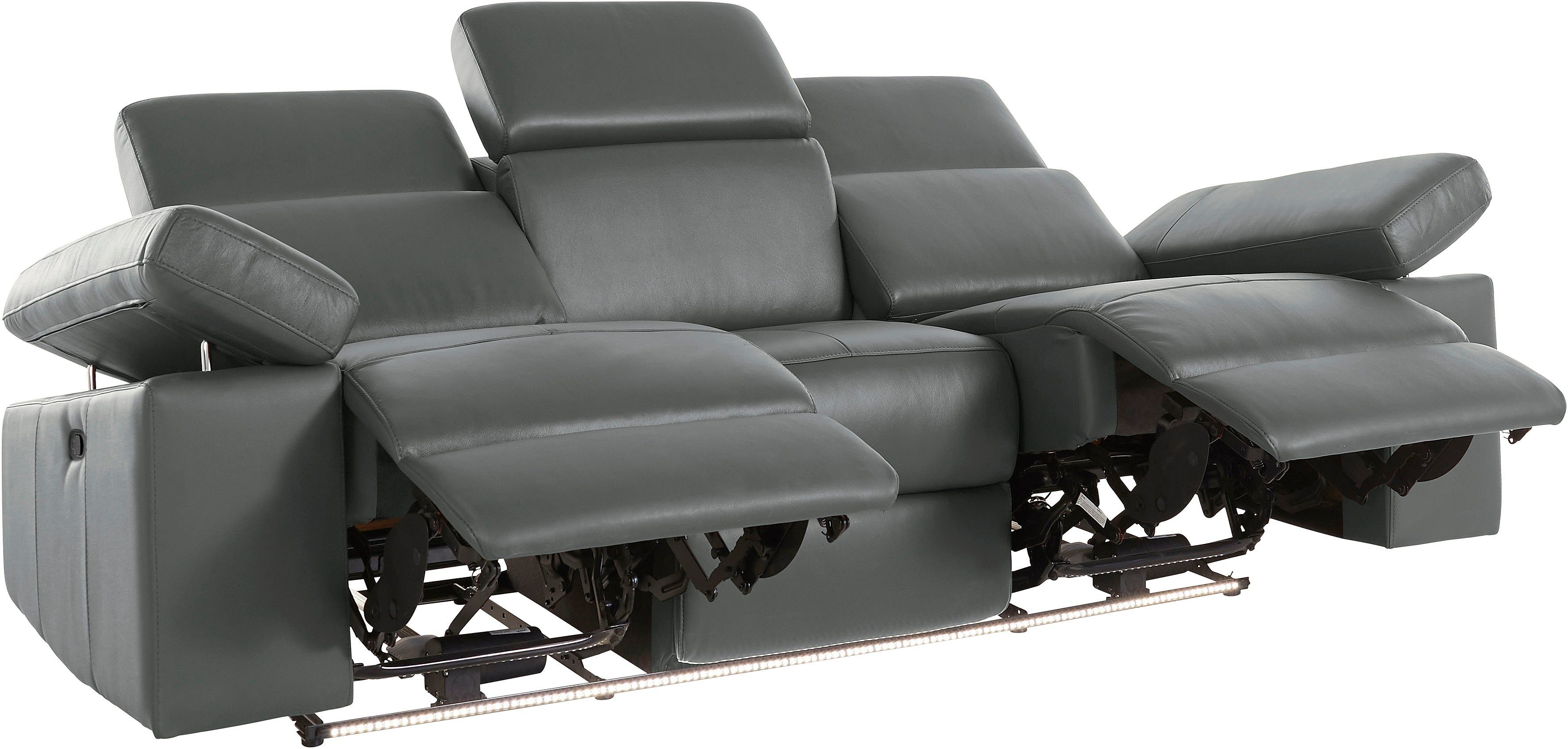 Places of Style 3-zitsbank Kilado met 2x relaxfunctie, verstelbare armleuning, verstelbare hoofdsteun