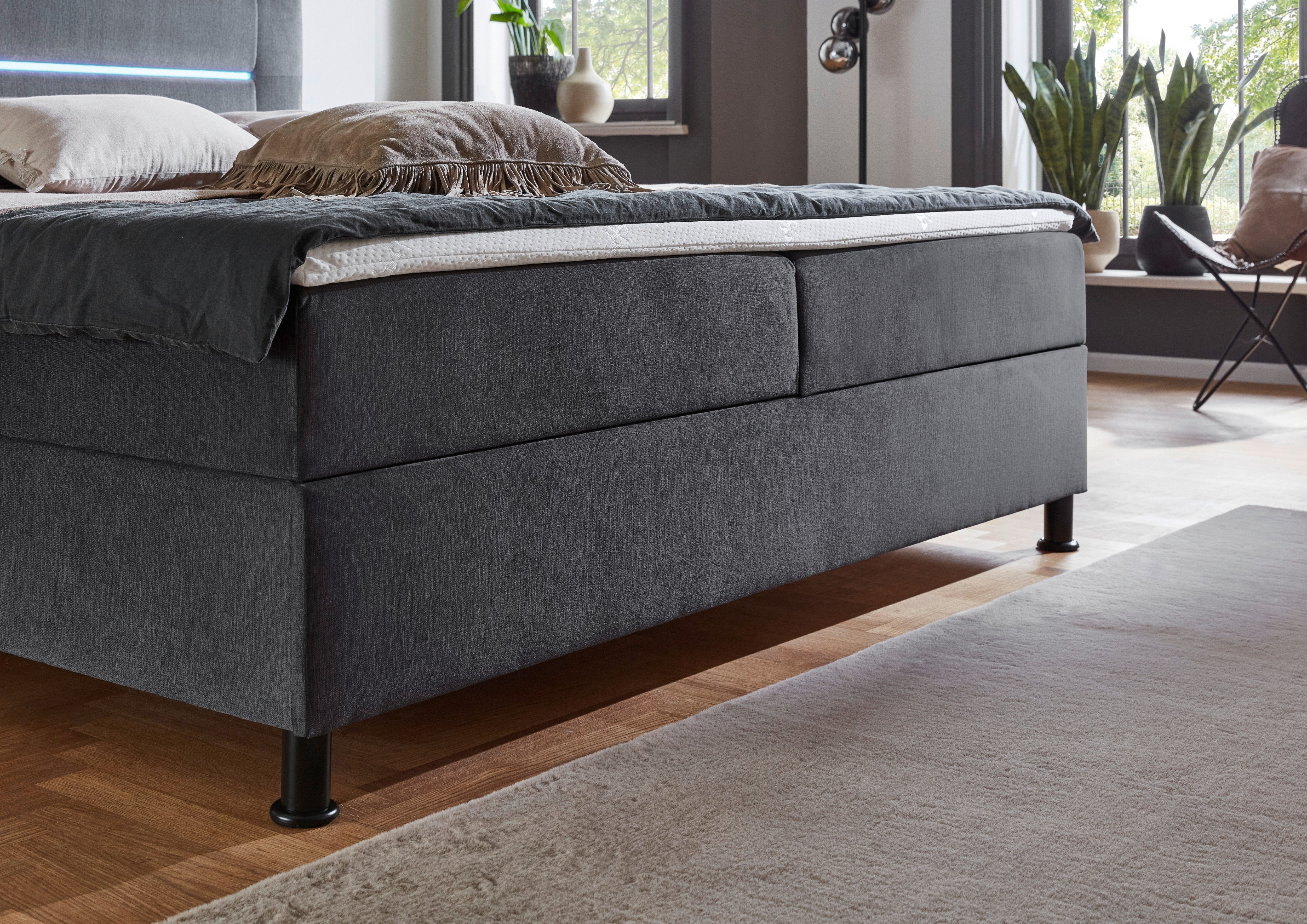 INOSIGN Boxspring Escalon LED met opbergruimte, inclusief topper, LED-lichtstrip in het hoofdeinde