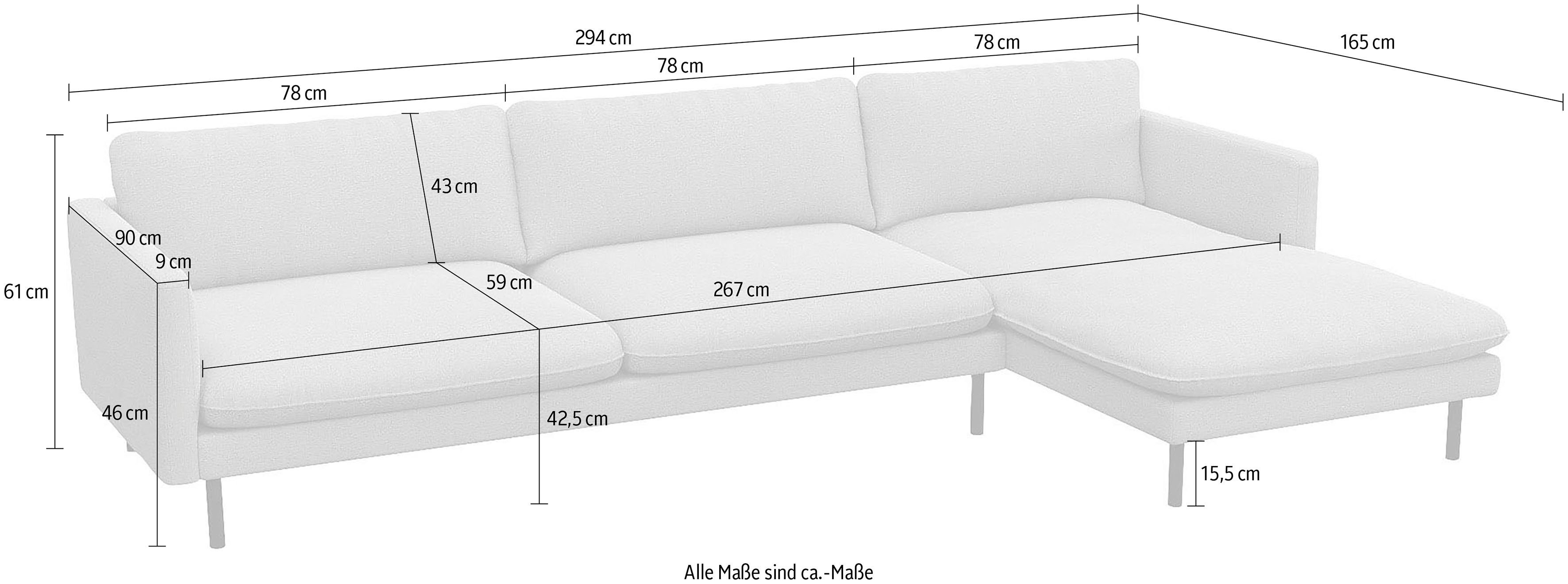 FLEXLUX Hoekbank Bolzano, elegant en comfortabel, L-vorm Zitting van koudschuim & stalen vering, losse zit- en rugkussens