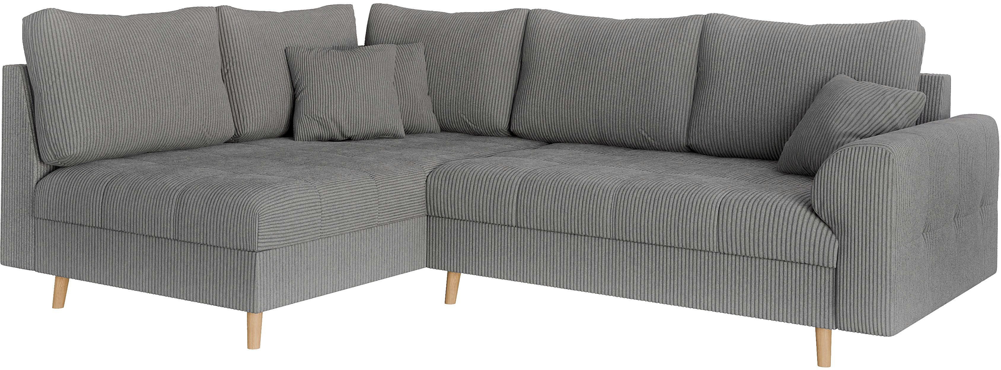 Home affaire Hoekbank CHARRE L-vorm met ottomane, afmetingen B/D/H: 231/161/81 cm fijne stiksels, losse rug- en sierkussens, ook in cord en bouclé