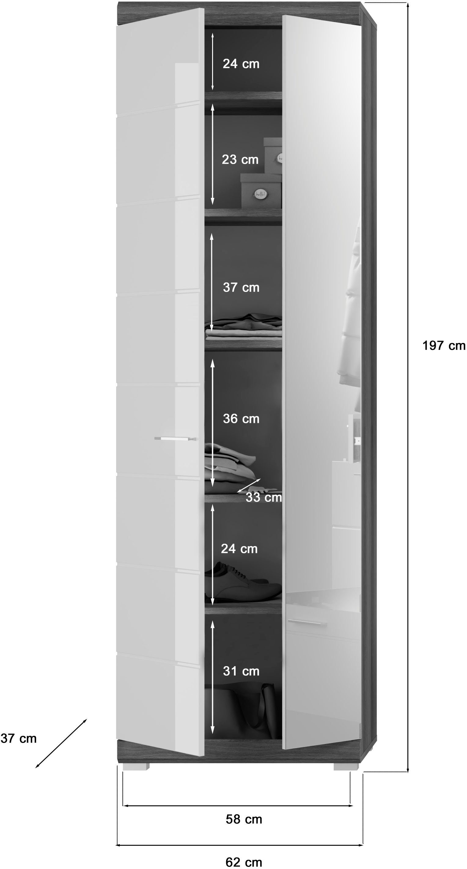 INOSIGN Halmeubelset Siena, Fronten met hoogwaardige groeffrezing, 3-delig, bestaande uit: (3-delig)