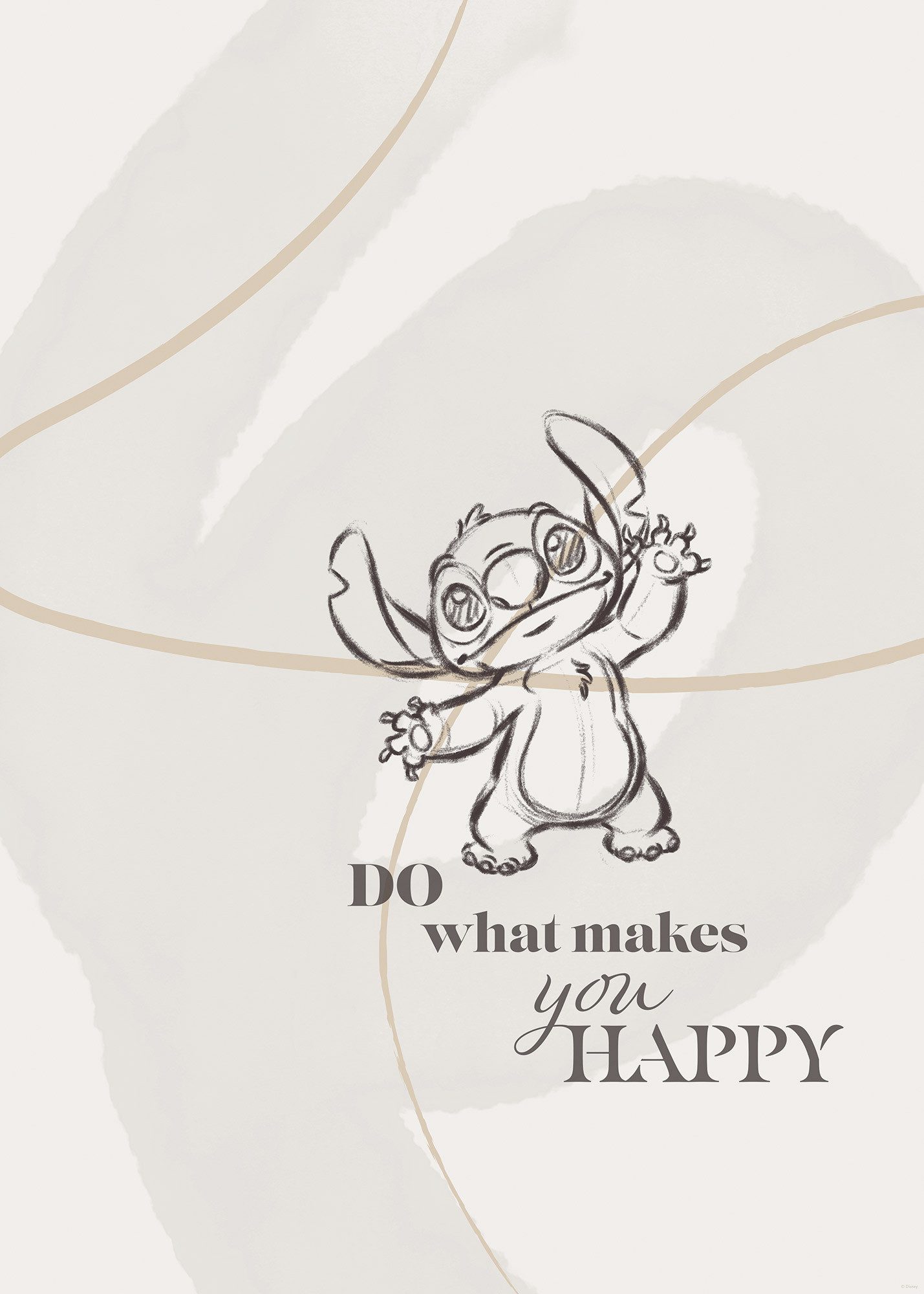 Komar Artprint Disney Lilo and Stitch Do What Makes You Happy 50 x 70 cm (breedte x hoogte) - kinderkamer, wandsticker (1 stuk)