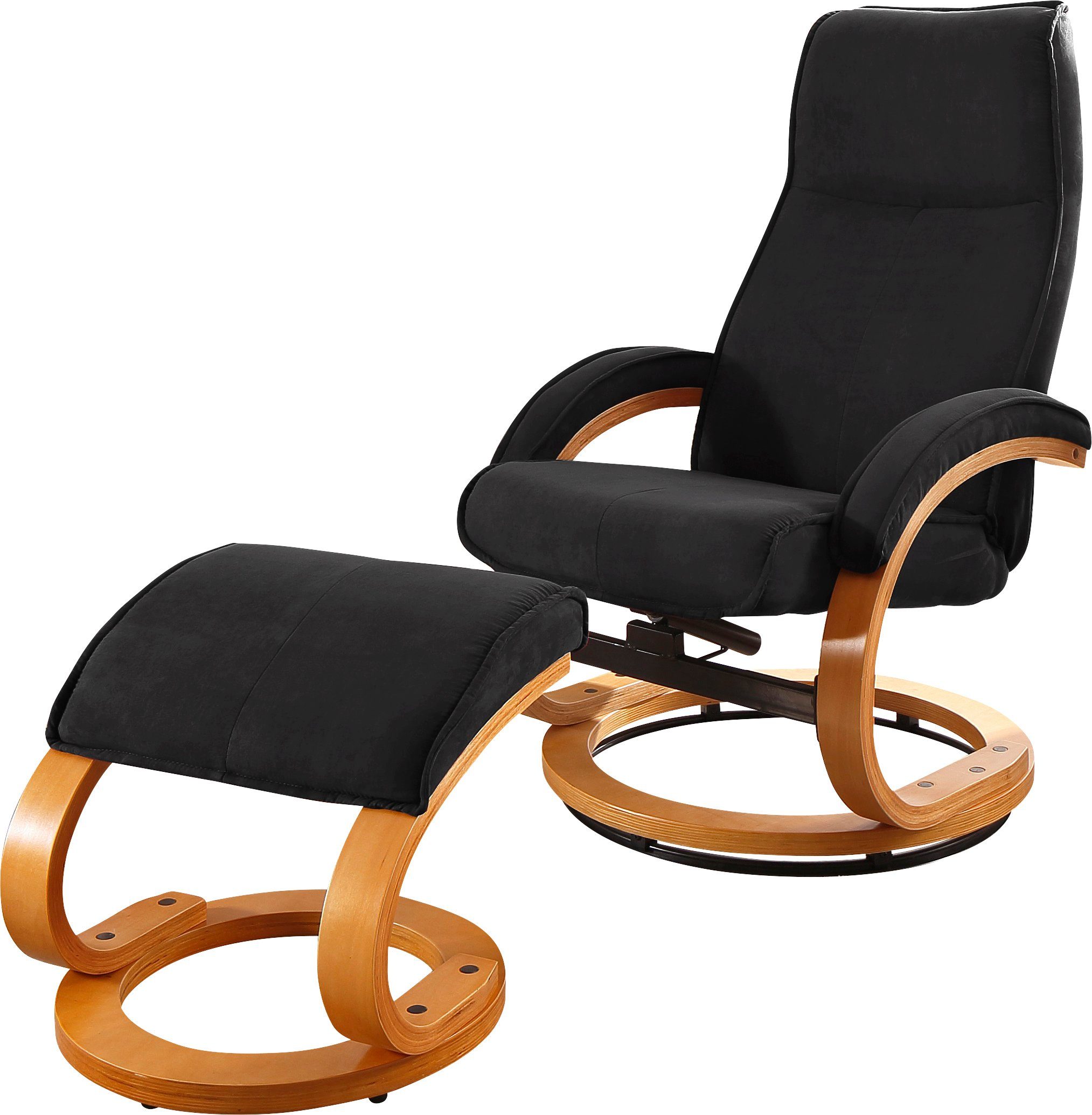 Home affaire Relaxfauteuil Paris TV-fauteuil, fauteuil met poef, woonkamer, handmatige slaapfunctie (set, 2 stuks)