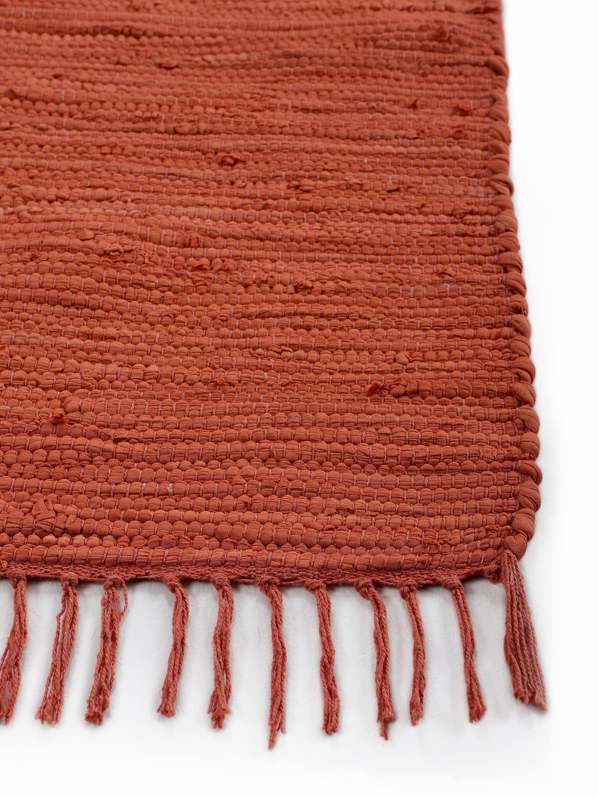 carpetfine Vloerkleed Kelim Chindi uni Tweezijdig te gebruiken kleed, puur katoen, met de hand geweven, unikleuren, met franje