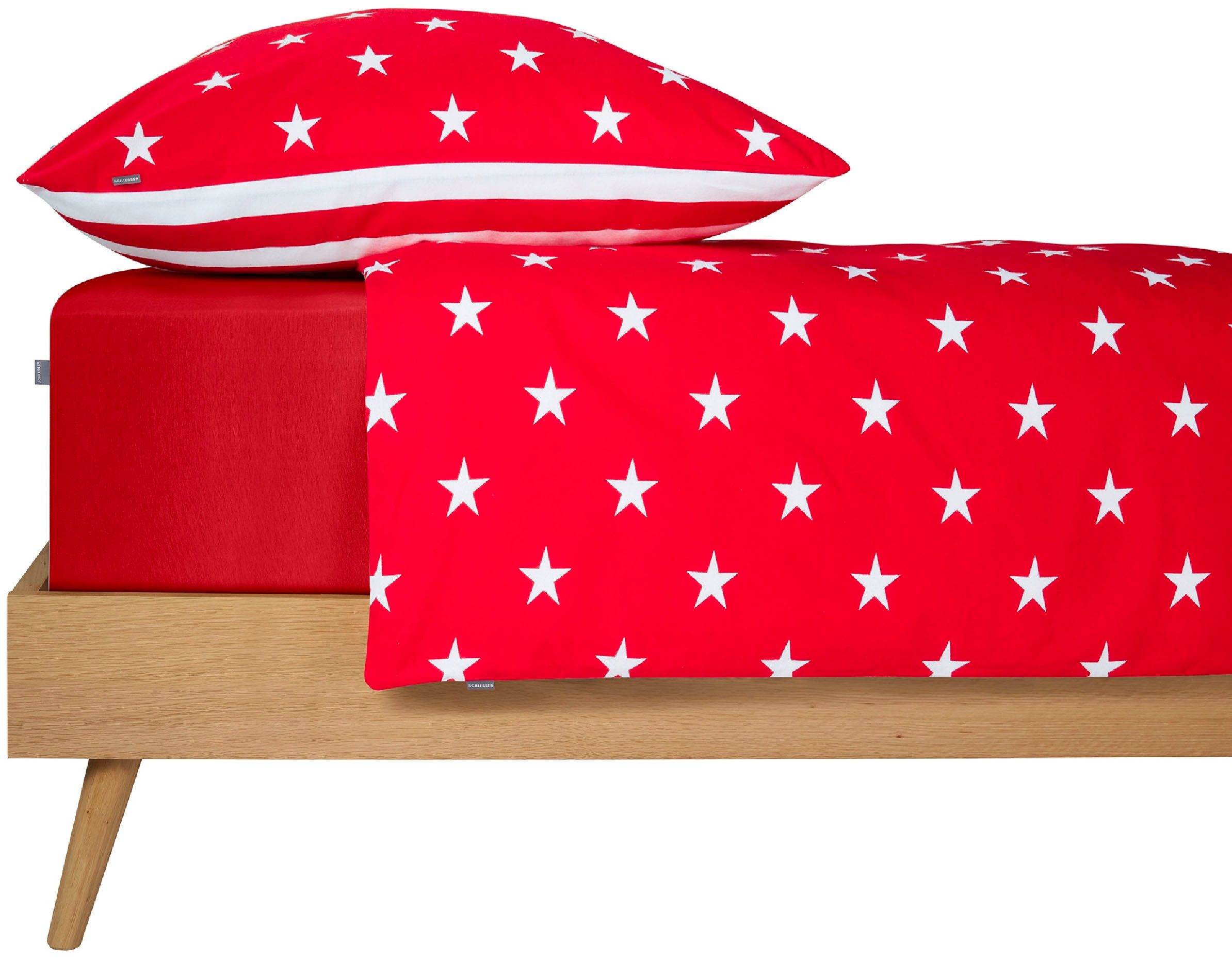 Schiesser Tweezijdig te gebruiken overtrekset Stars & Stripes van zacht katoen met sterrenprint (2-delig)