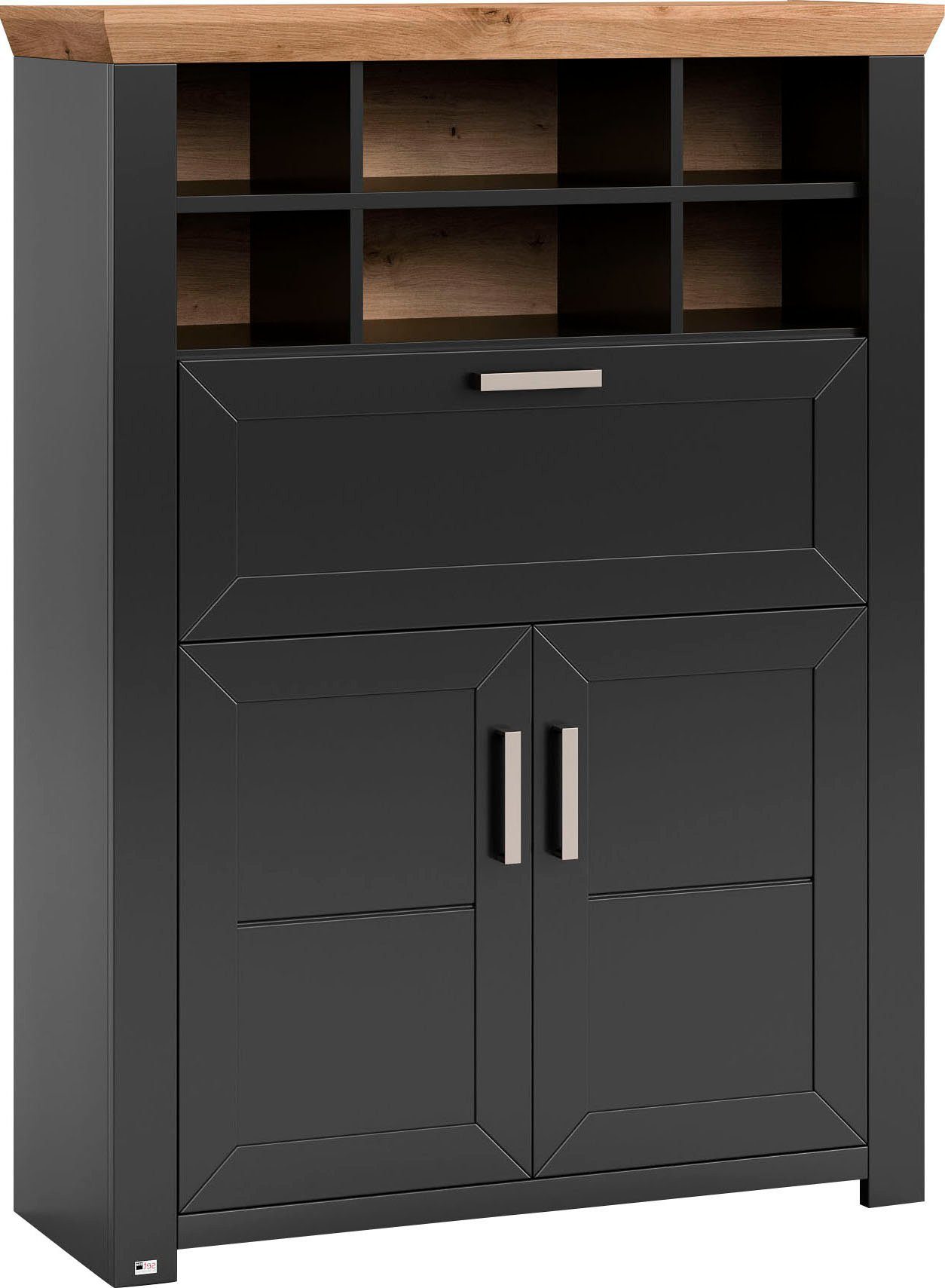 set one by Musterring Highboard York Type 15, met houten deuren en klep, verlichting optioneel, breedte 105 cm