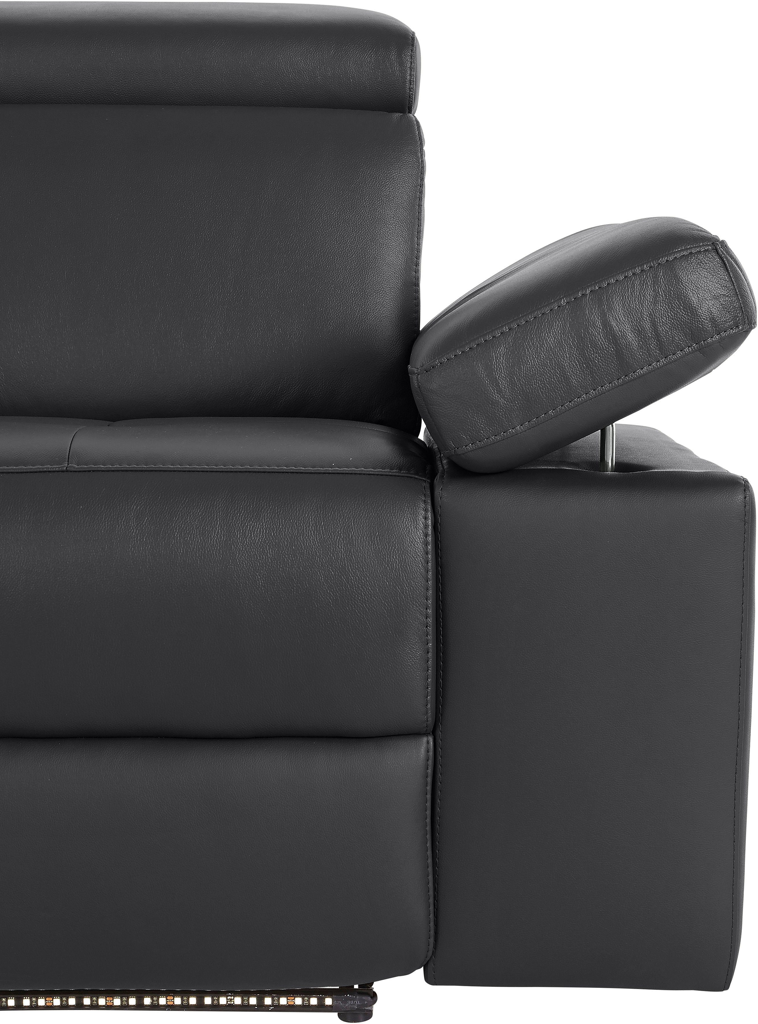 Places of Style 3-zitsbank Kilado met 2x relaxfunctie, verstelbare armleuning, verstelbare hoofdsteun