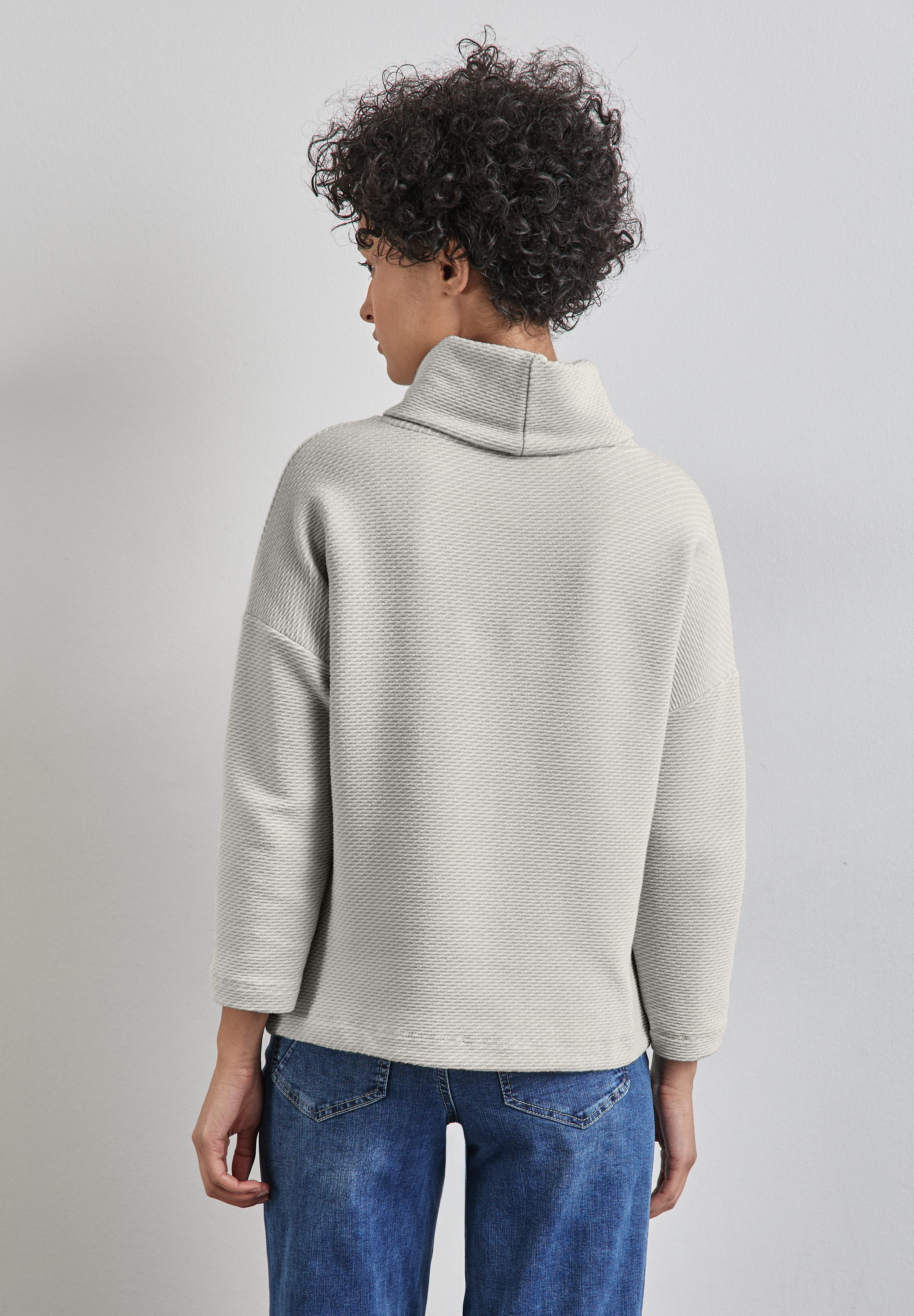 STREET ONE Shirt met 3/4 mouwen in structuur-look en met sjaalkraag