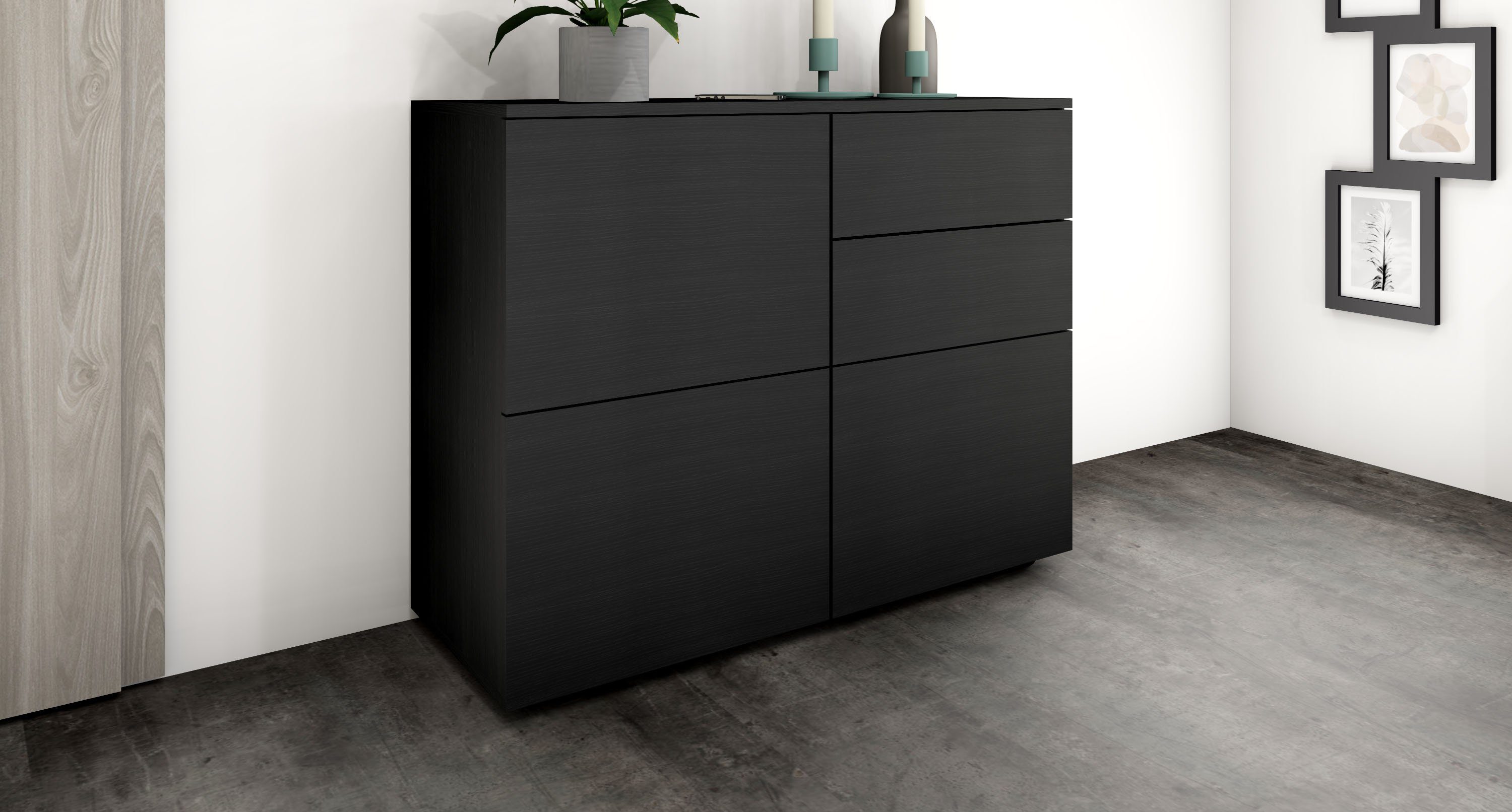 borchardt Möbel Kast Rova Breedte 93 cm dressoirs zwart